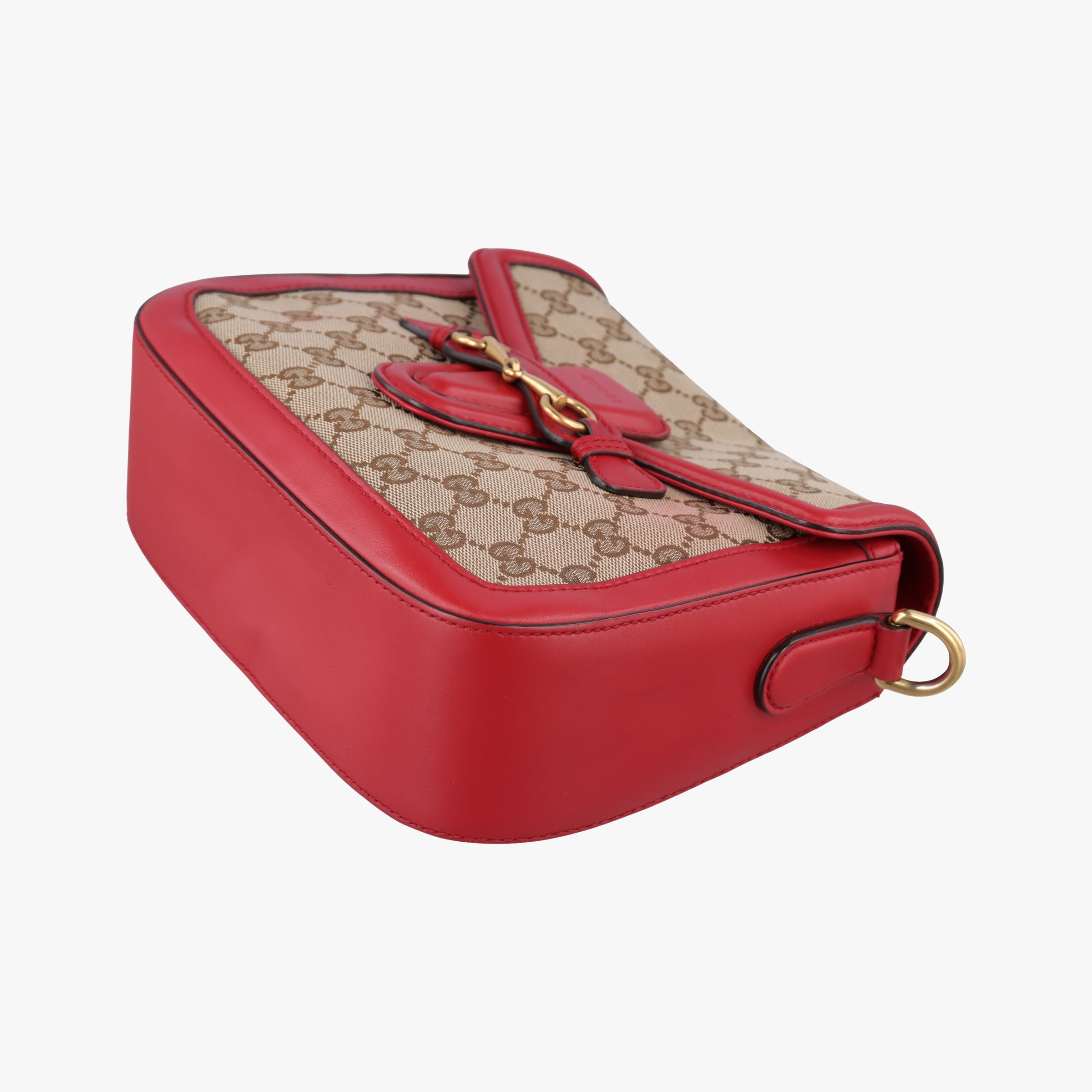 Pre-owned Gucci Lady Web khaki×red canvas×leather 383848 shoulderbag | stylenewstar