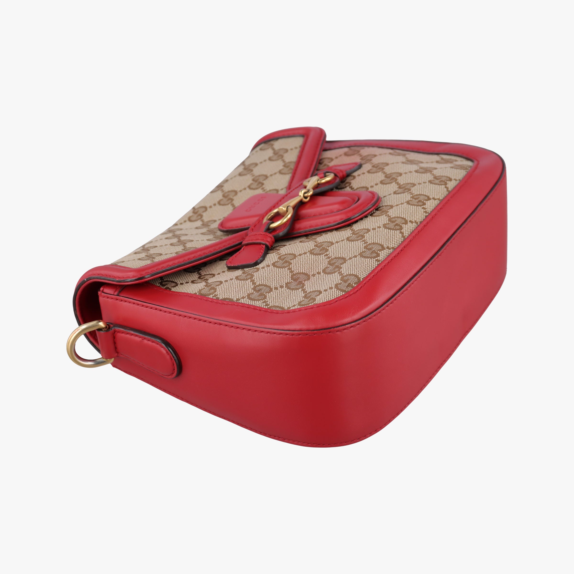 Pre-owned Gucci Lady Web khaki×red canvas×leather 383848 shoulderbag | stylenewstar