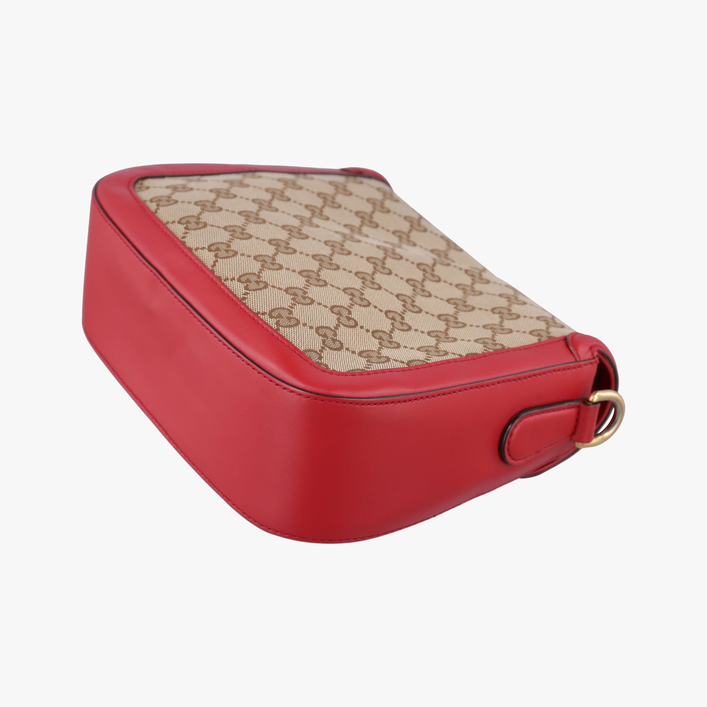 Pre-owned Gucci Lady Web khaki×red canvas×leather 383848 shoulderbag | stylenewstar