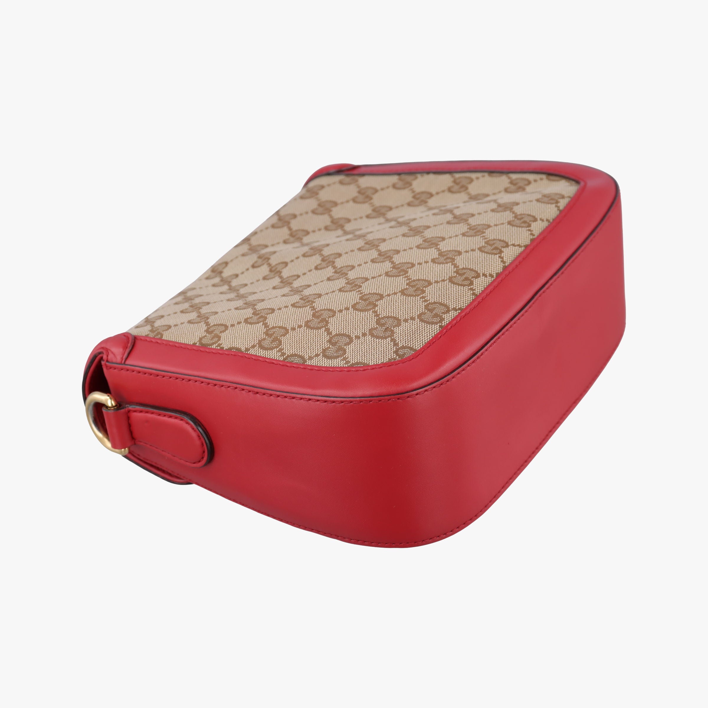 Pre-owned Gucci Lady Web khaki×red canvas×leather 383848 shoulderbag | stylenewstar