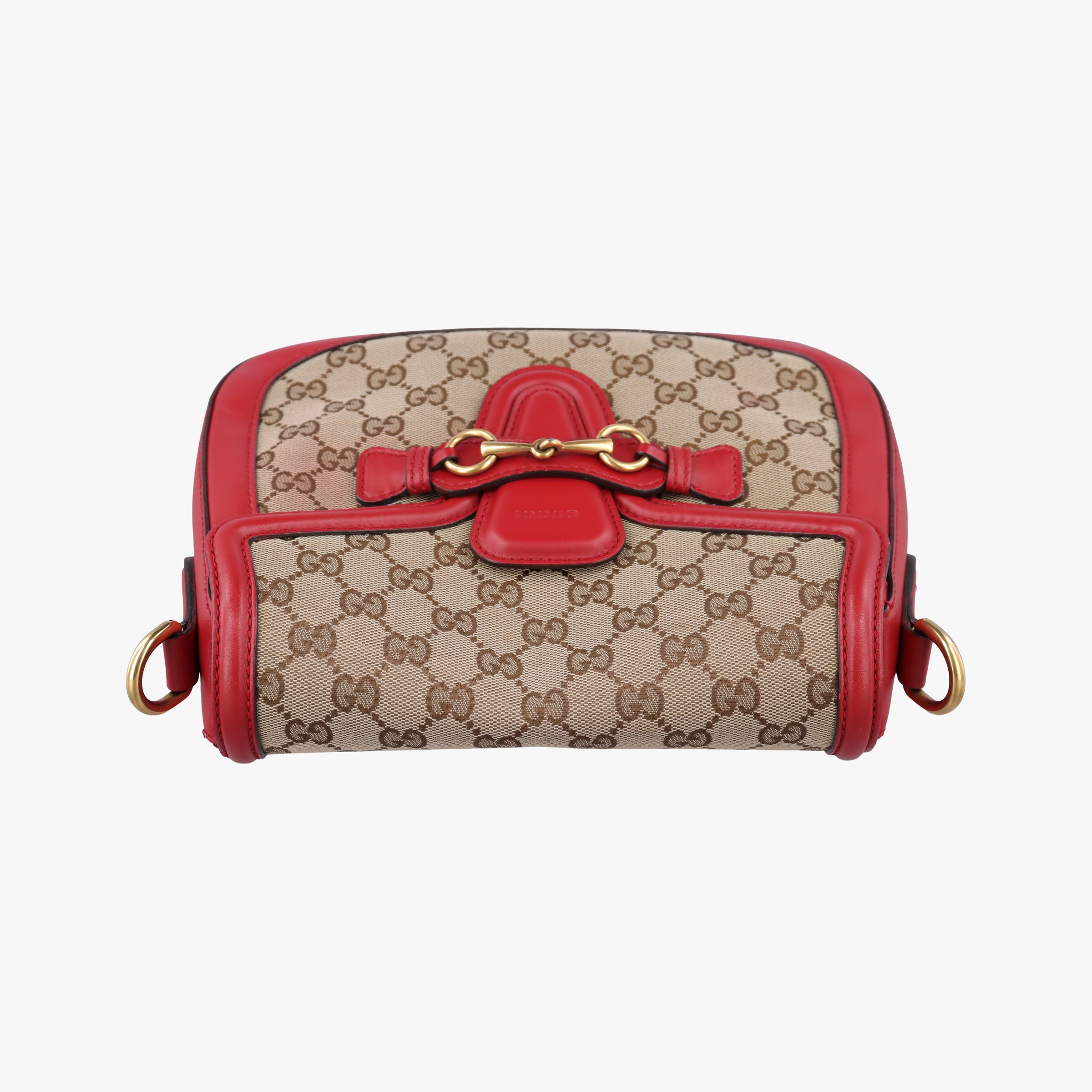 Pre-owned Gucci Lady Web khaki×red canvas×leather 383848 shoulderbag | stylenewstar