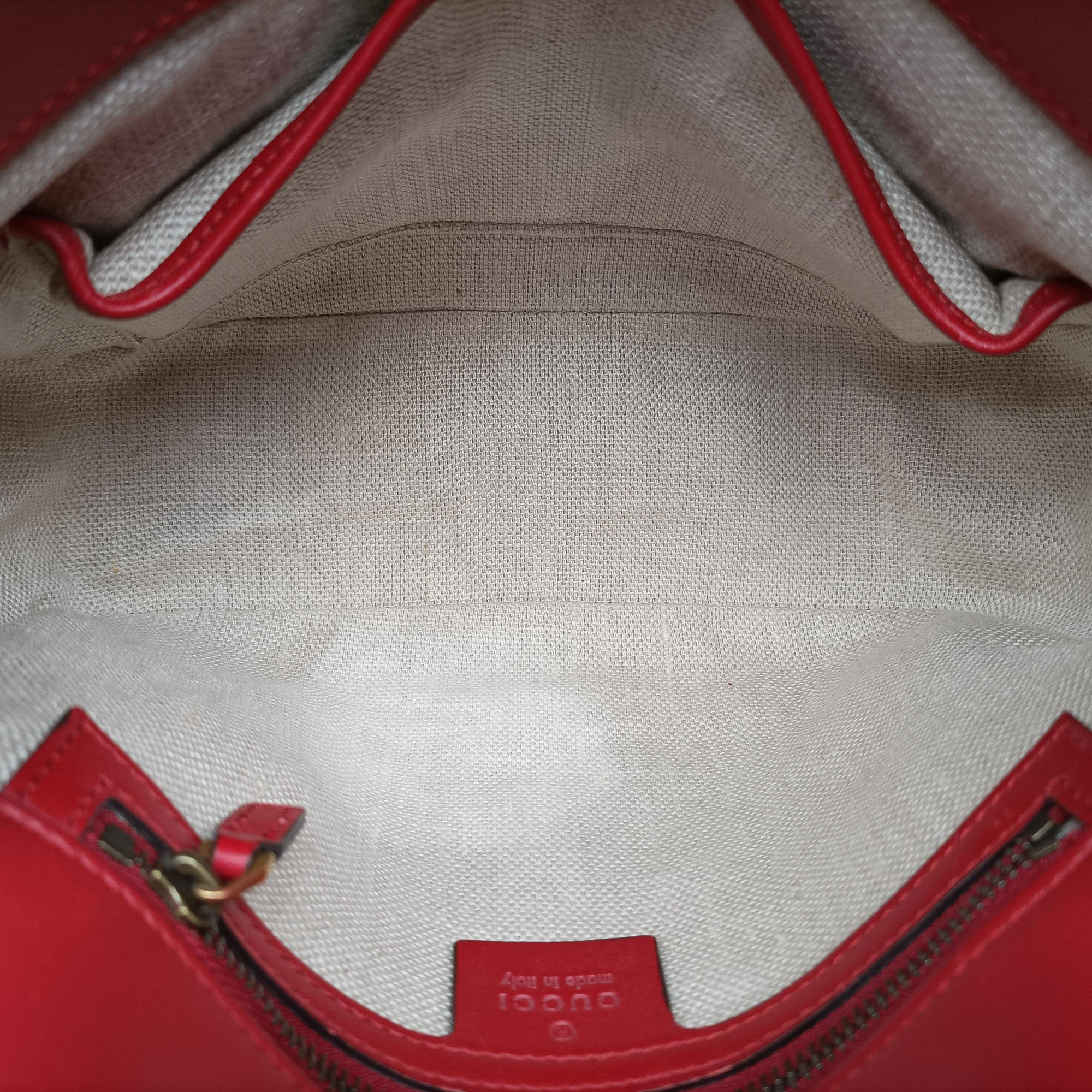 Pre-owned Gucci Lady Web khaki×red canvas×leather 383848 shoulderbag | stylenewstar
