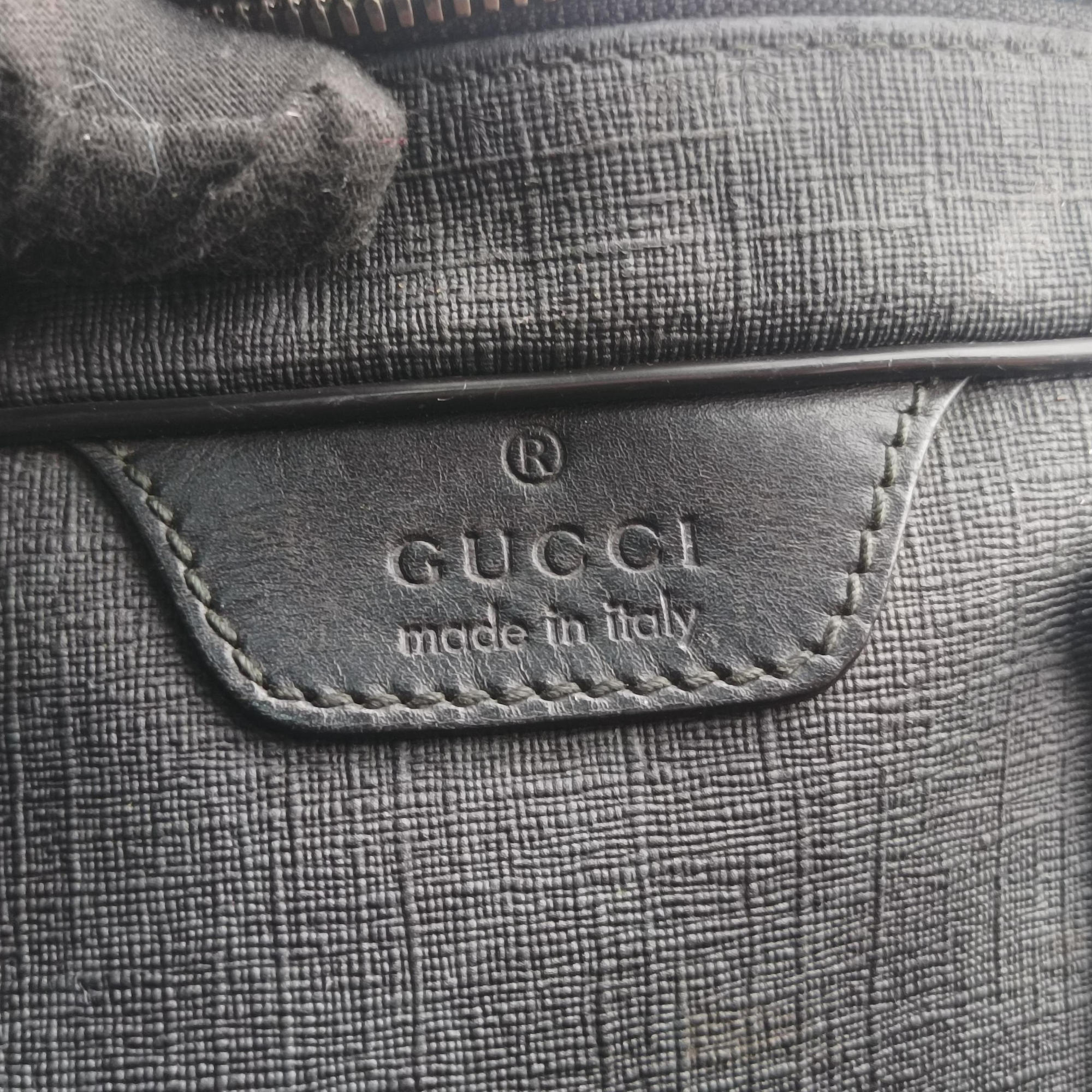 Secondhand Gucci GG Plus GG Supreme Black PVC coated canvas x Leather 337081 handbag | stylenewstar