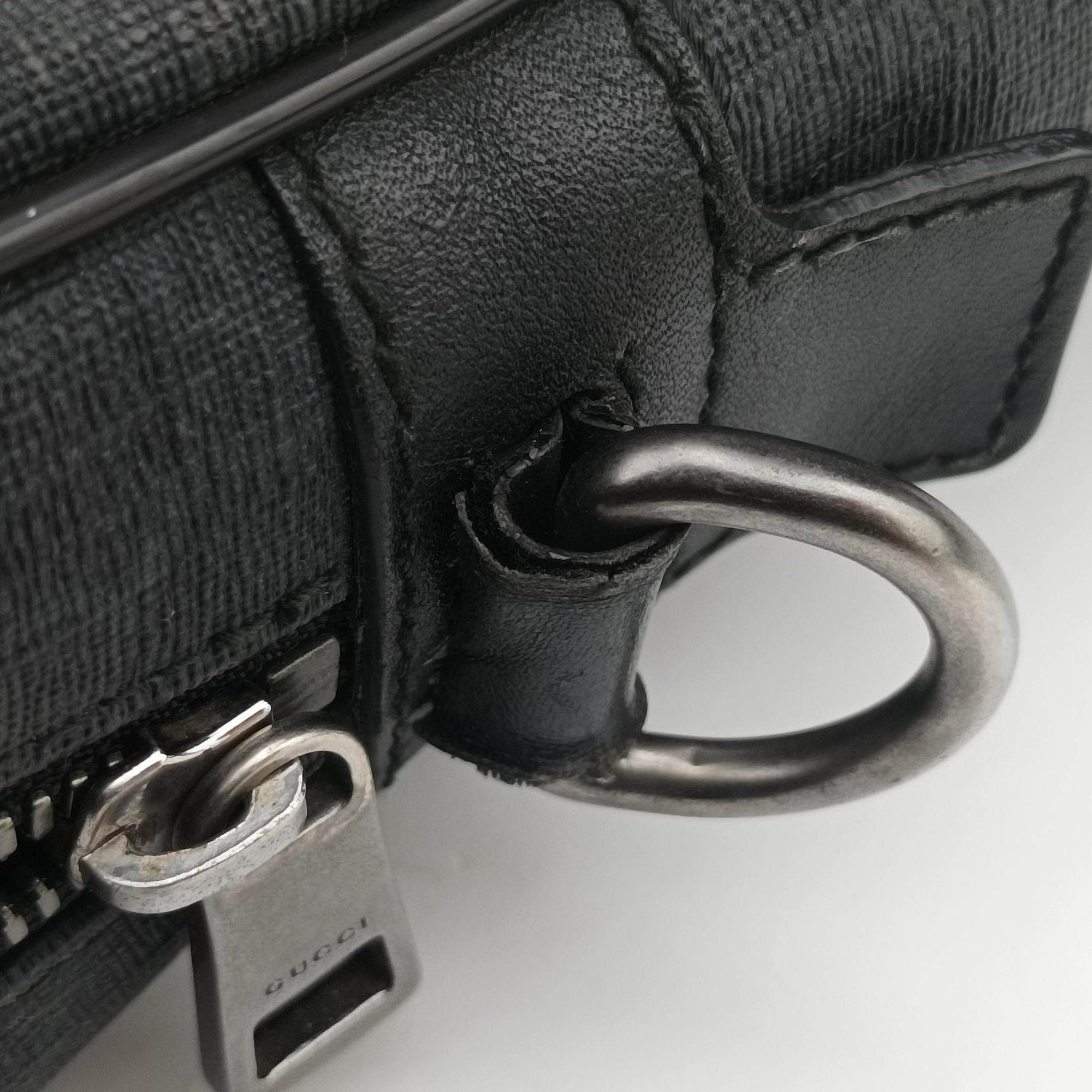 Secondhand Gucci GG Plus GG Supreme Black PVC coated canvas x Leather 337081 handbag | stylenewstar