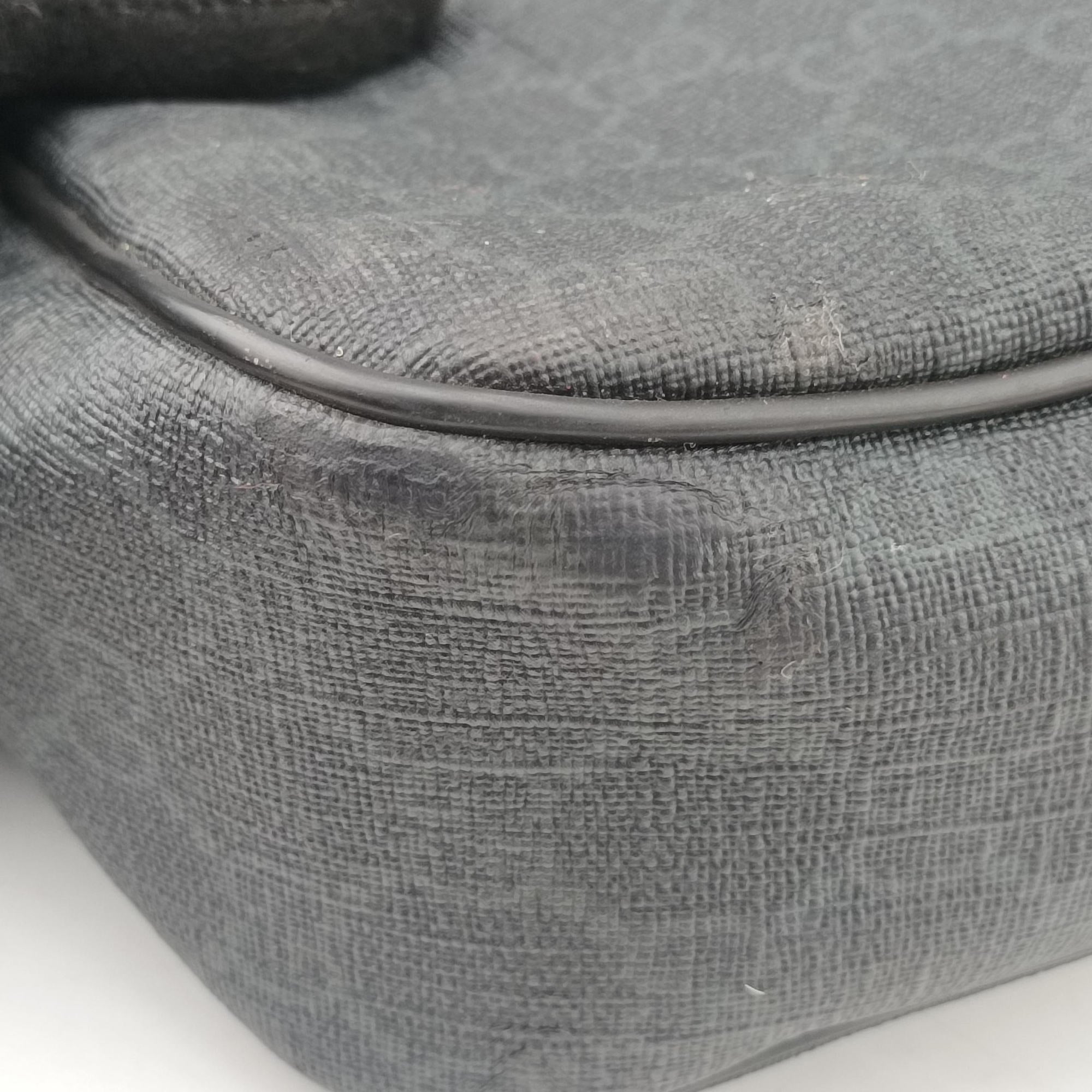 Secondhand Gucci GG Plus GG Supreme Black PVC coated canvas x Leather 337081 handbag | stylenewstar
