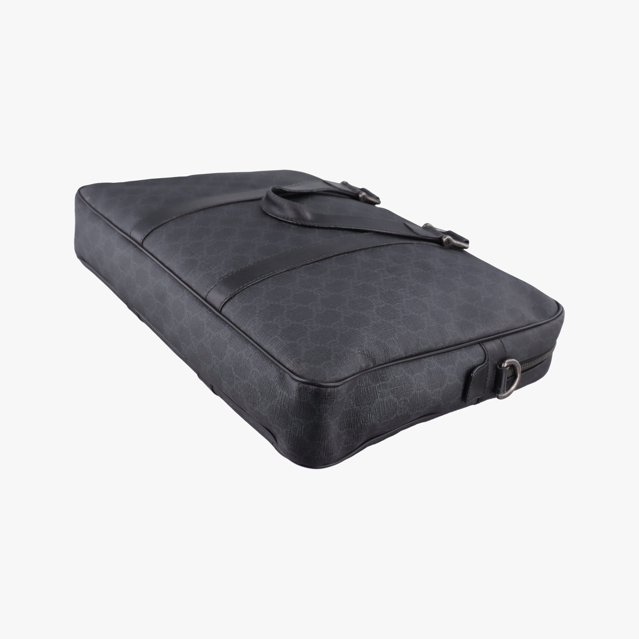 Secondhand Gucci GG Plus GG Supreme Black PVC coated canvas x Leather 337081 handbag | stylenewstar