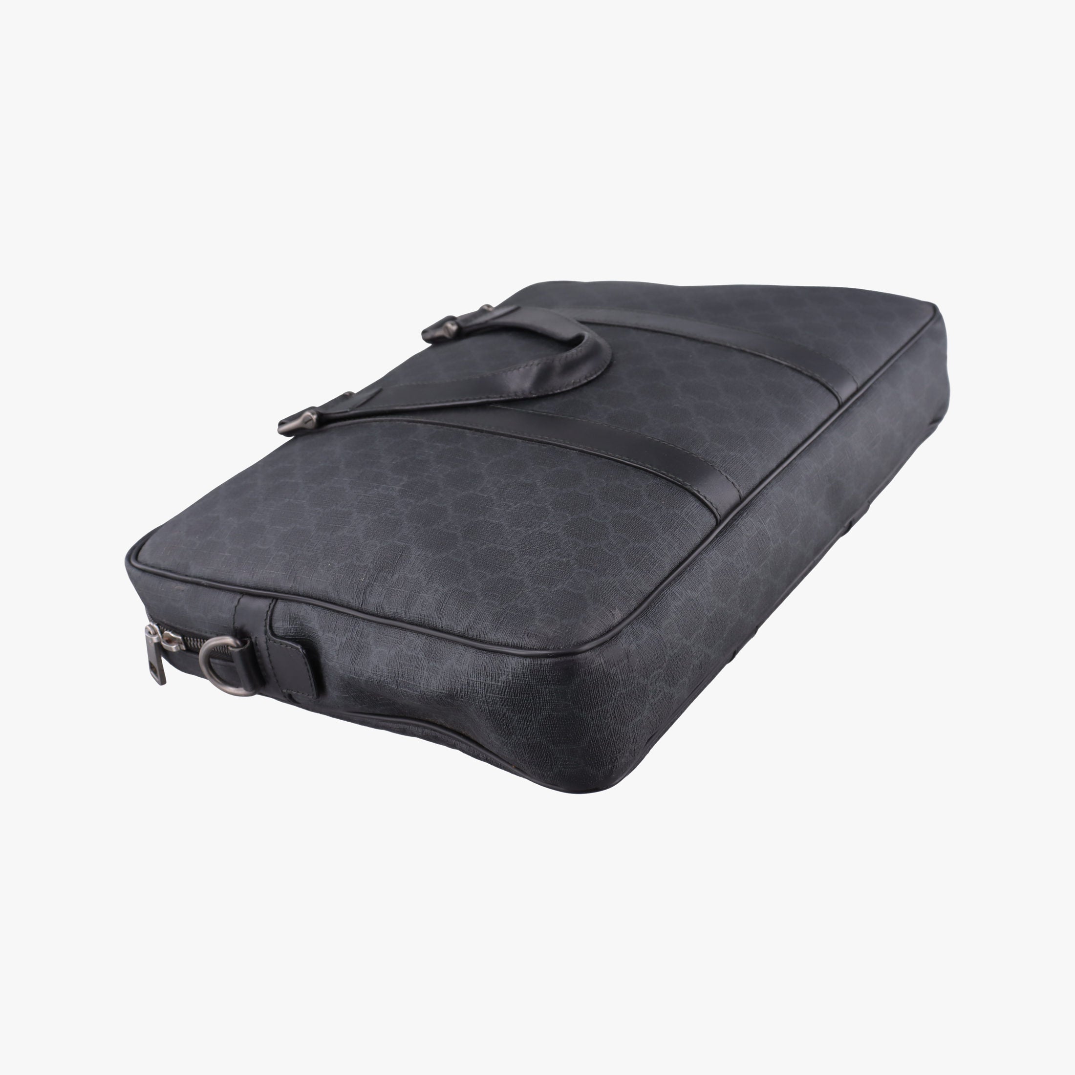 Secondhand Gucci GG Plus GG Supreme Black PVC coated canvas x Leather 337081 handbag | stylenewstar