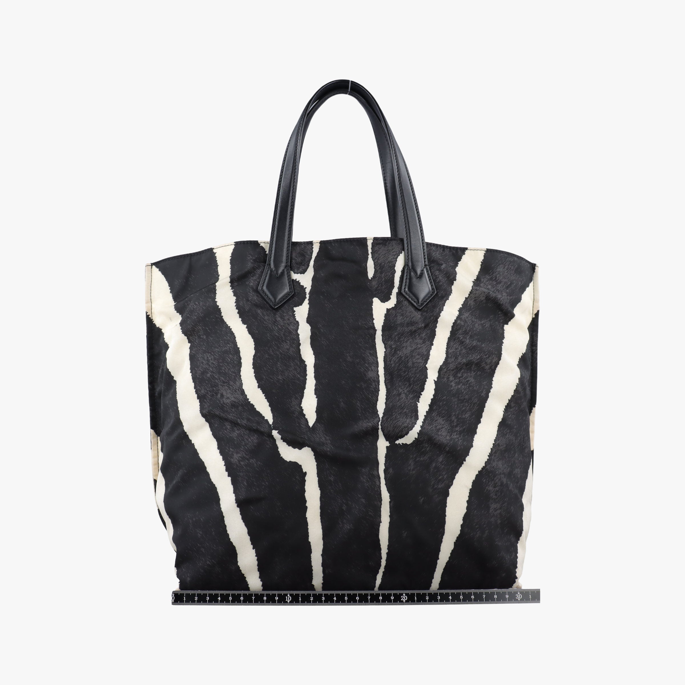 Pre-owned Fendi Zebra Print tote White× Black Nylon x Leather 8BH260 handbag | stylenewstar