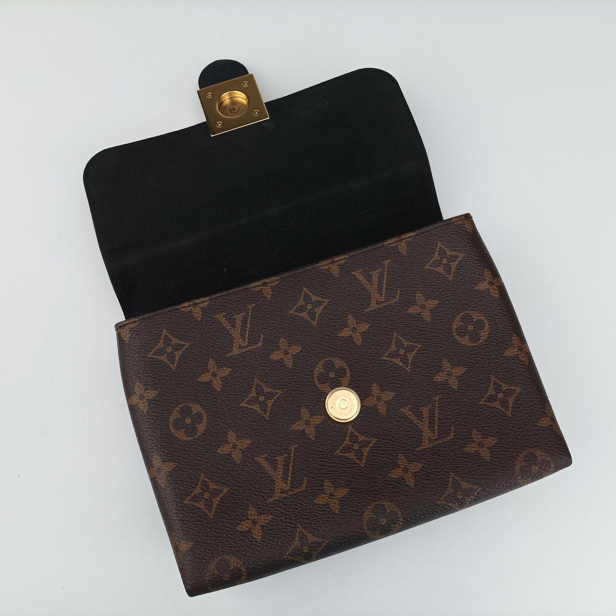 Pre-owned Louis Vuitton Rocky BB Brown×black Monogram canvas×calf leather M44797 shoulderbag | stylenewstar