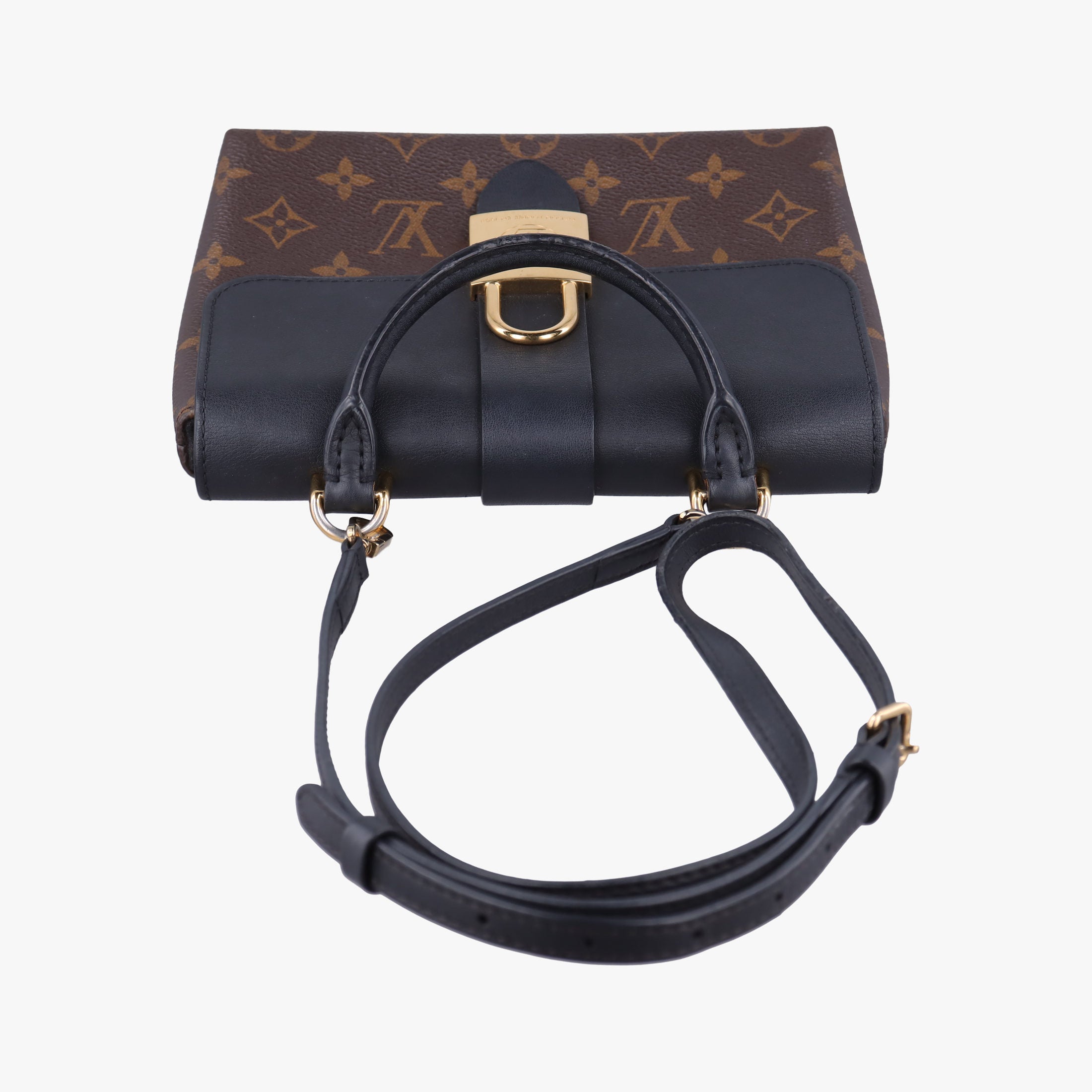 Pre-owned Louis Vuitton Rocky BB Brown×black Monogram canvas×calf leather M44797 shoulderbag | stylenewstar