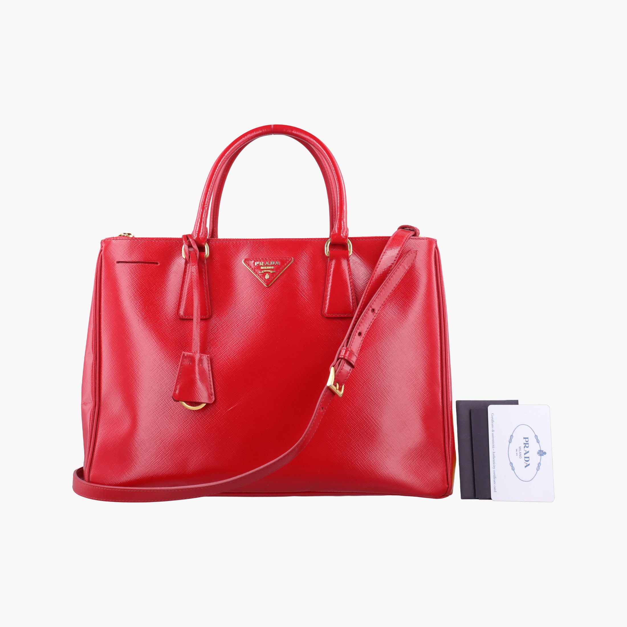Vintage Prada Galleria Red SAFFIANO Patent BN1801 shoulderbag | stylenewstar