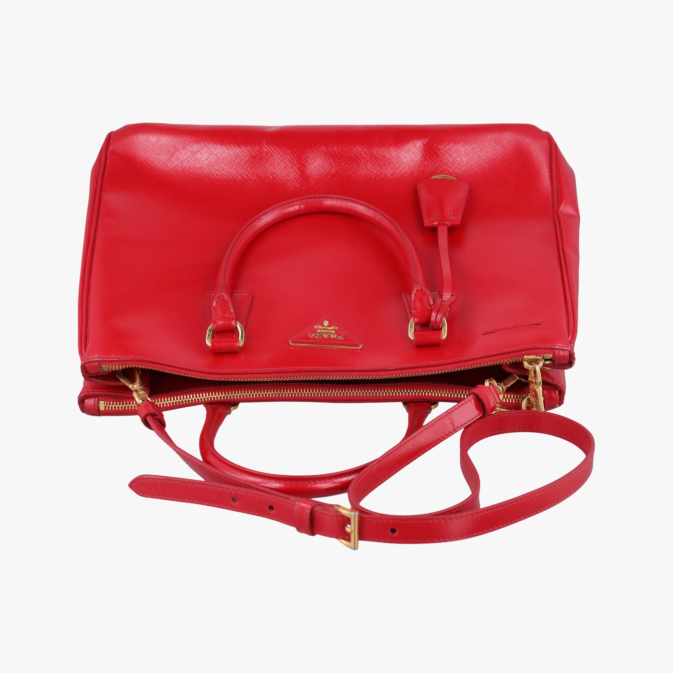 Vintage Prada Galleria Red SAFFIANO Patent BN1801 shoulderbag | stylenewstar