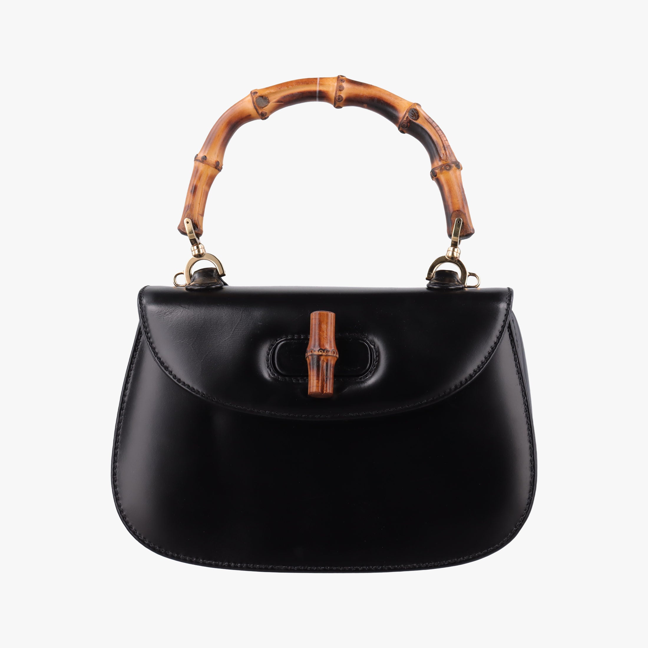 Pre-owned Gucci Bamboo Black Leather 000 20 shoulderbag | stylenewstar