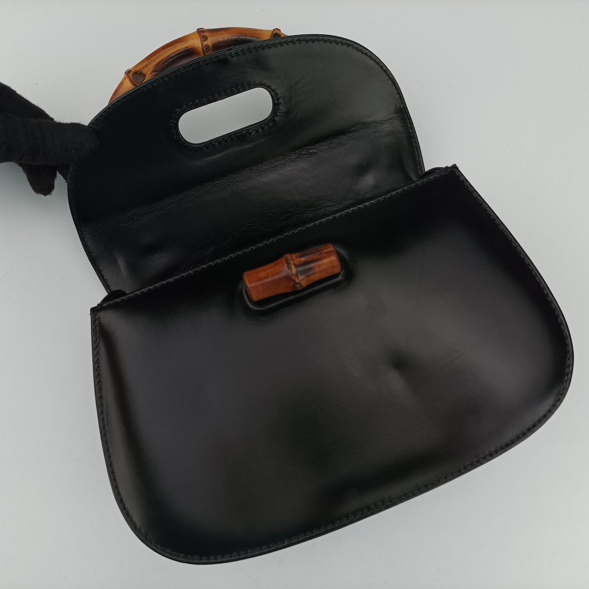 Pre-owned Gucci Bamboo Black Leather 000 20 shoulderbag | stylenewstar