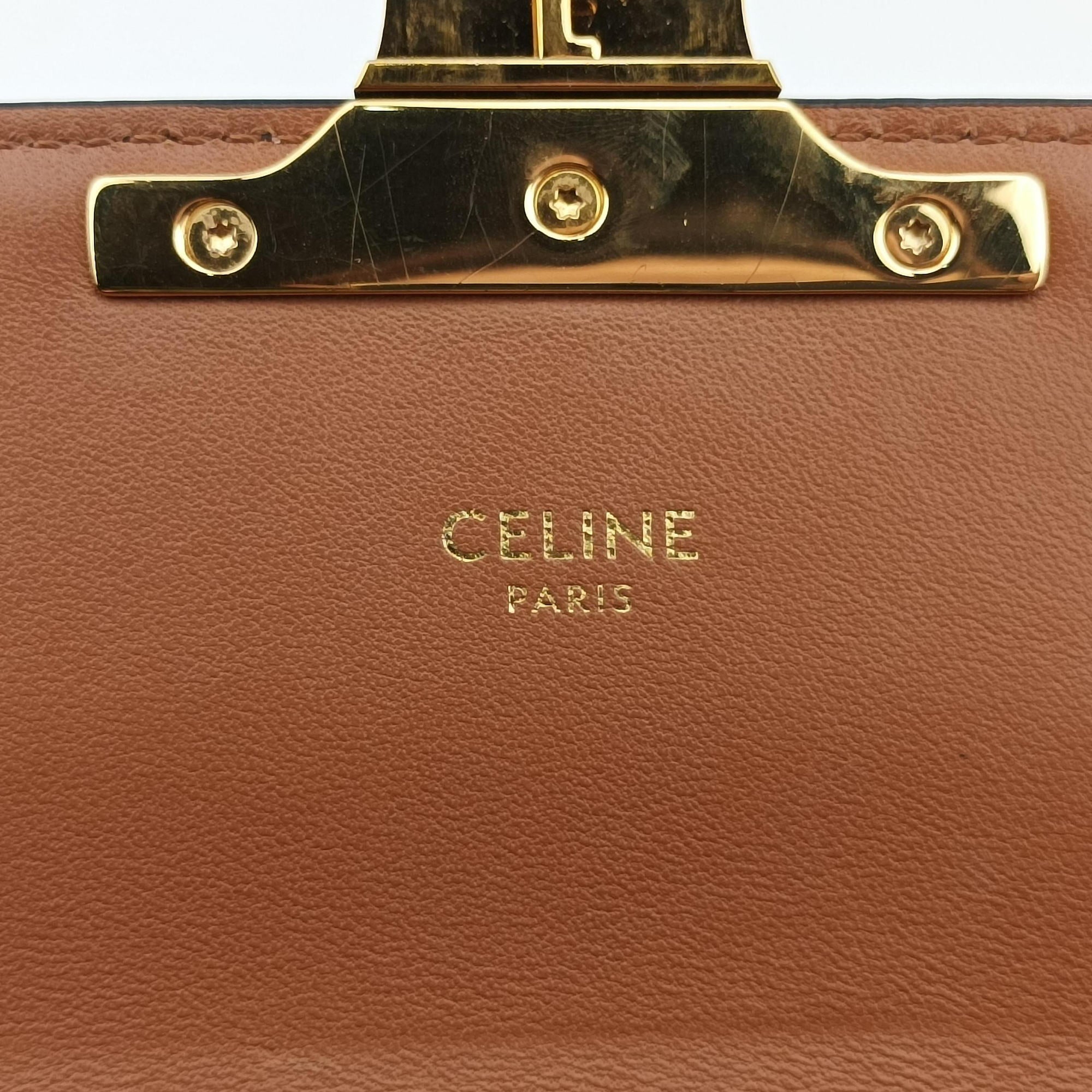 Pre-owned Celine Claude Triomphe Brown PVC coated canvas  shoulderbag | stylenewstar