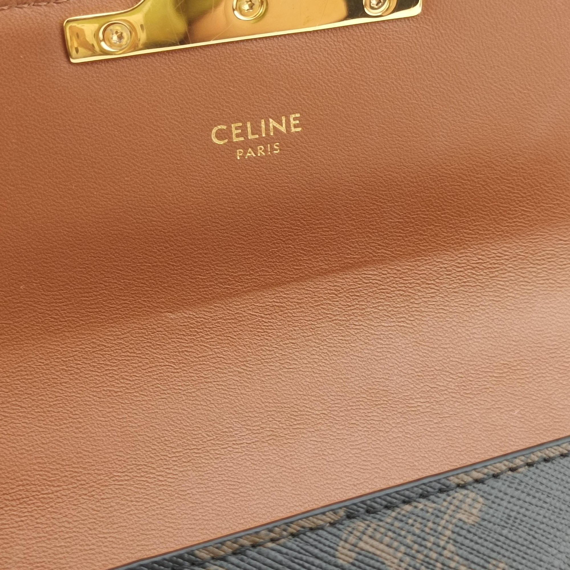 Pre-owned Celine Claude Triomphe Brown PVC coated canvas  shoulderbag | stylenewstar