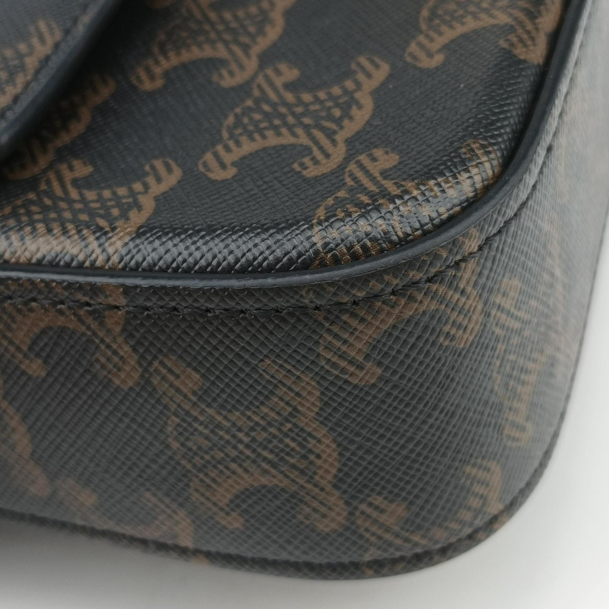 Pre-owned Celine Claude Triomphe Brown PVC coated canvas  shoulderbag | stylenewstar
