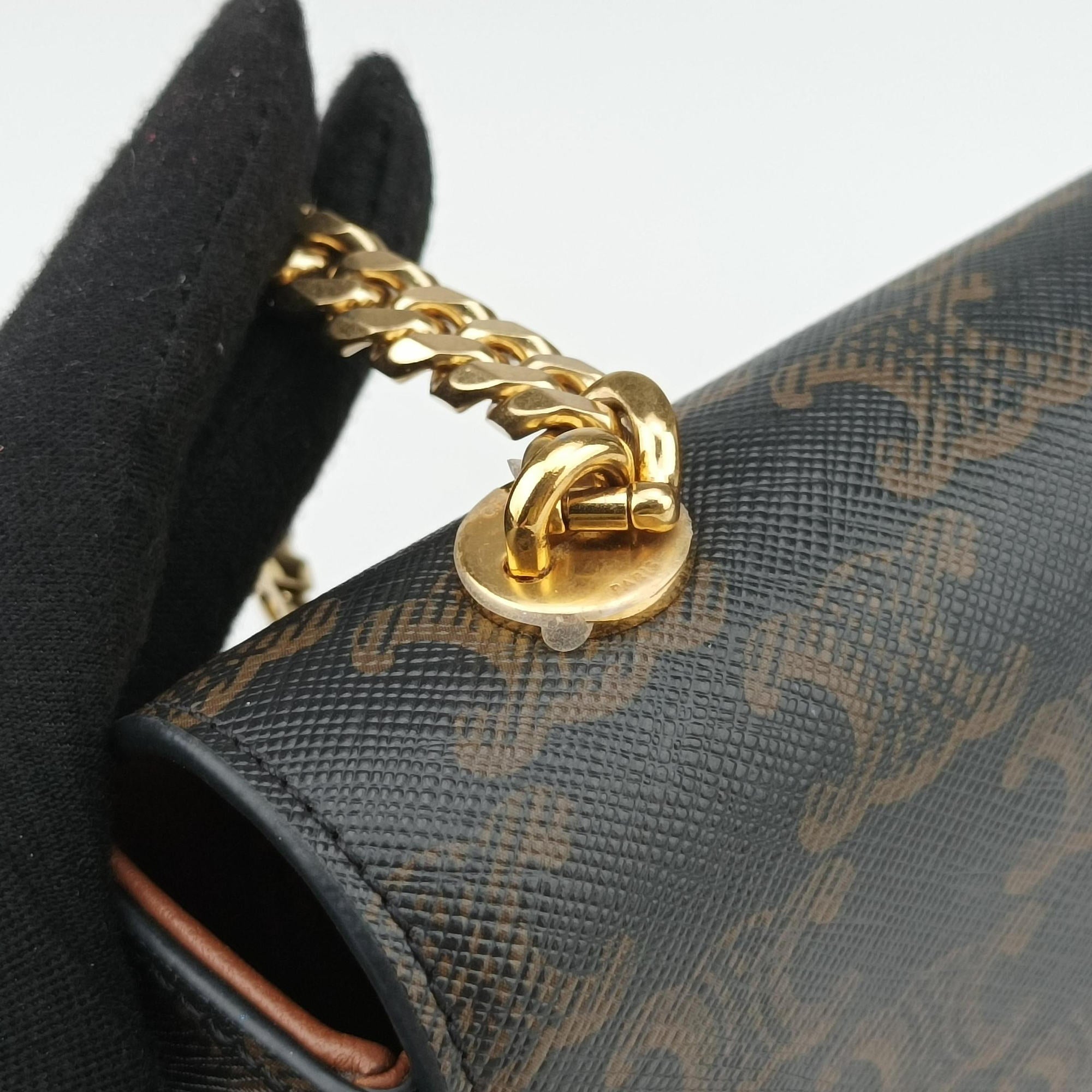Pre-owned Celine Claude Triomphe Brown PVC coated canvas  shoulderbag | stylenewstar