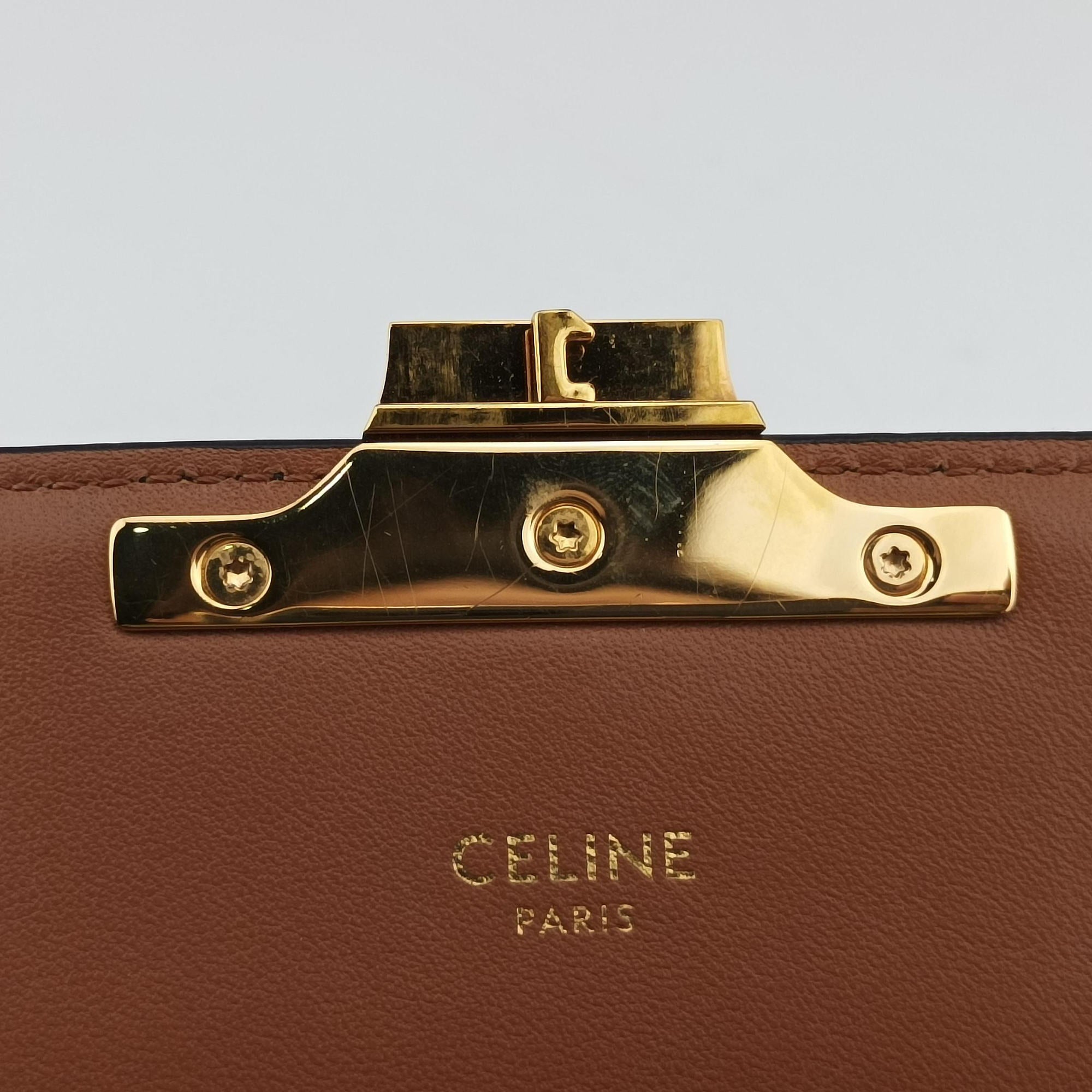 Pre-owned Celine Claude Triomphe Brown PVC coated canvas  shoulderbag | stylenewstar