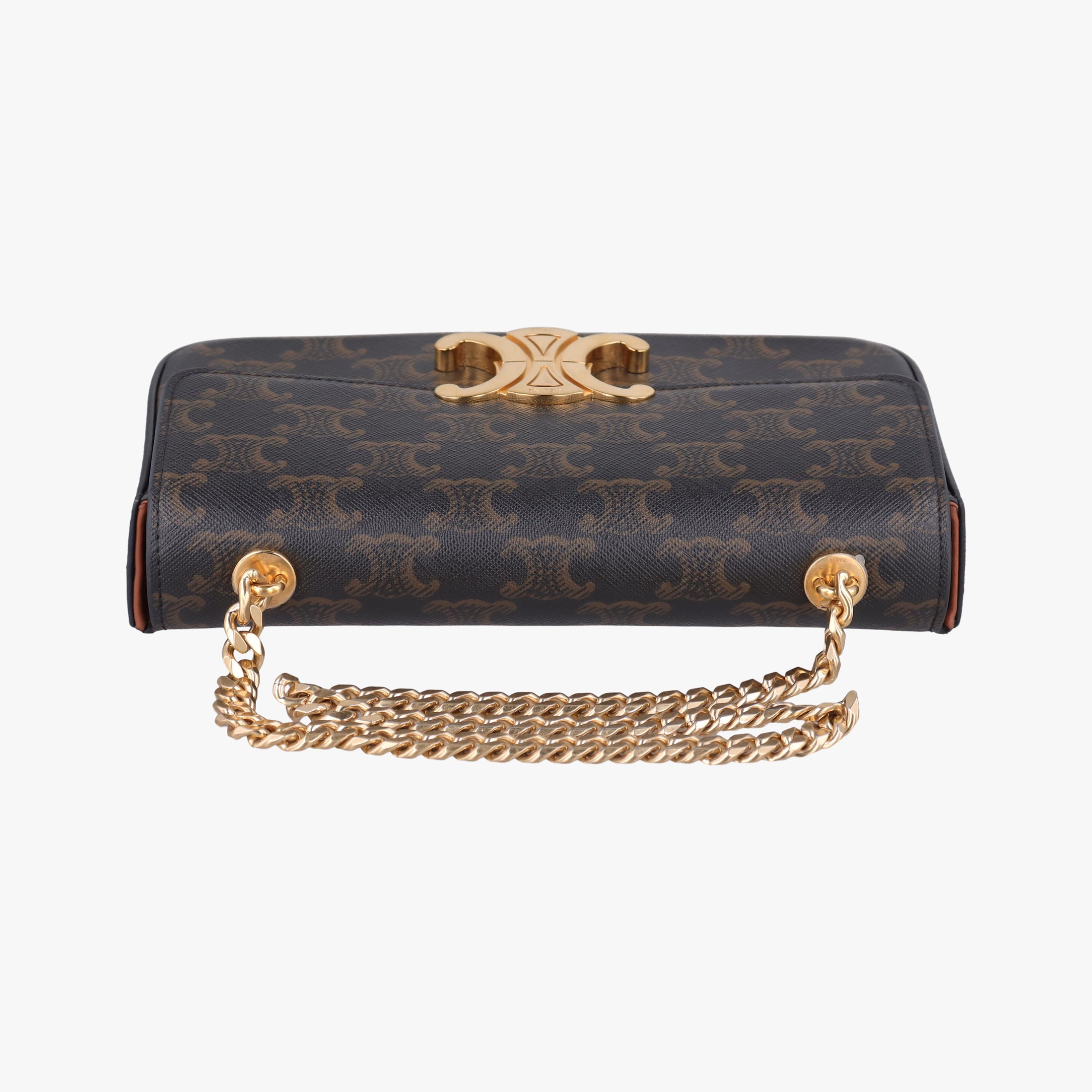 Pre-owned Celine Claude Triomphe Brown PVC coated canvas  shoulderbag | stylenewstar