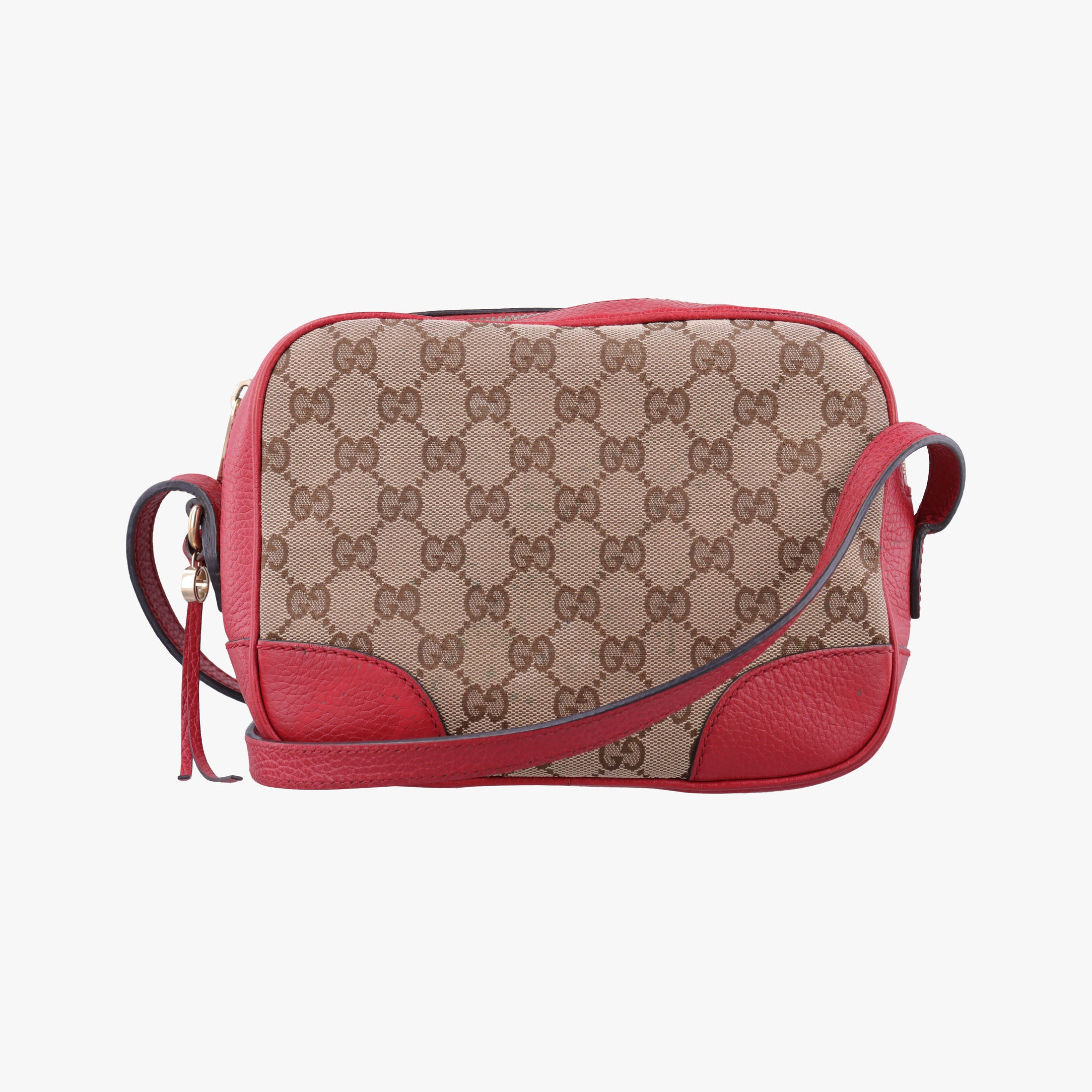 Secondhand Gucci Bree Microguccissima khaki×red canvas×leather 449413 shoulderbag | stylenewstar