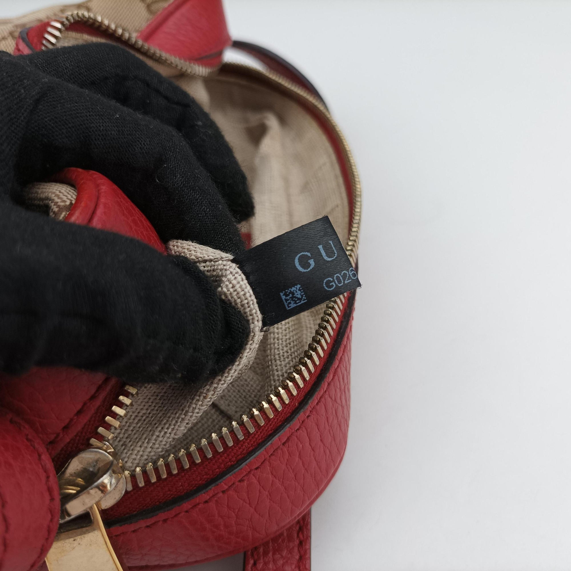 Secondhand Gucci Bree Microguccissima khaki×red canvas×leather 449413 shoulderbag | stylenewstar