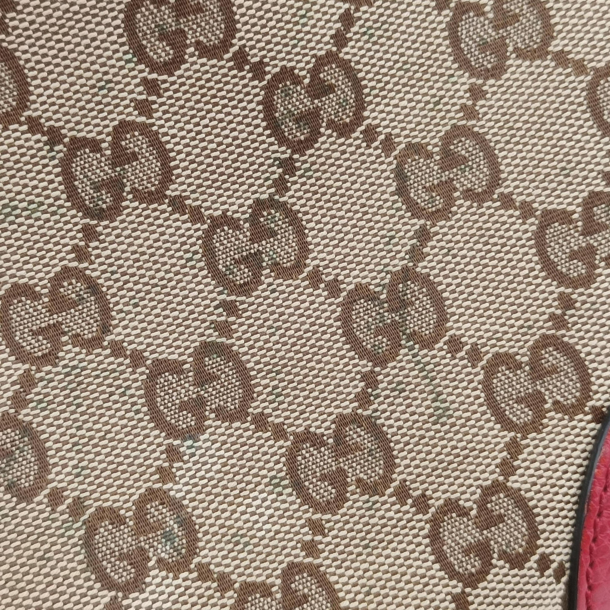 Secondhand Gucci Bree Microguccissima khaki×red canvas×leather 449413 shoulderbag | stylenewstar