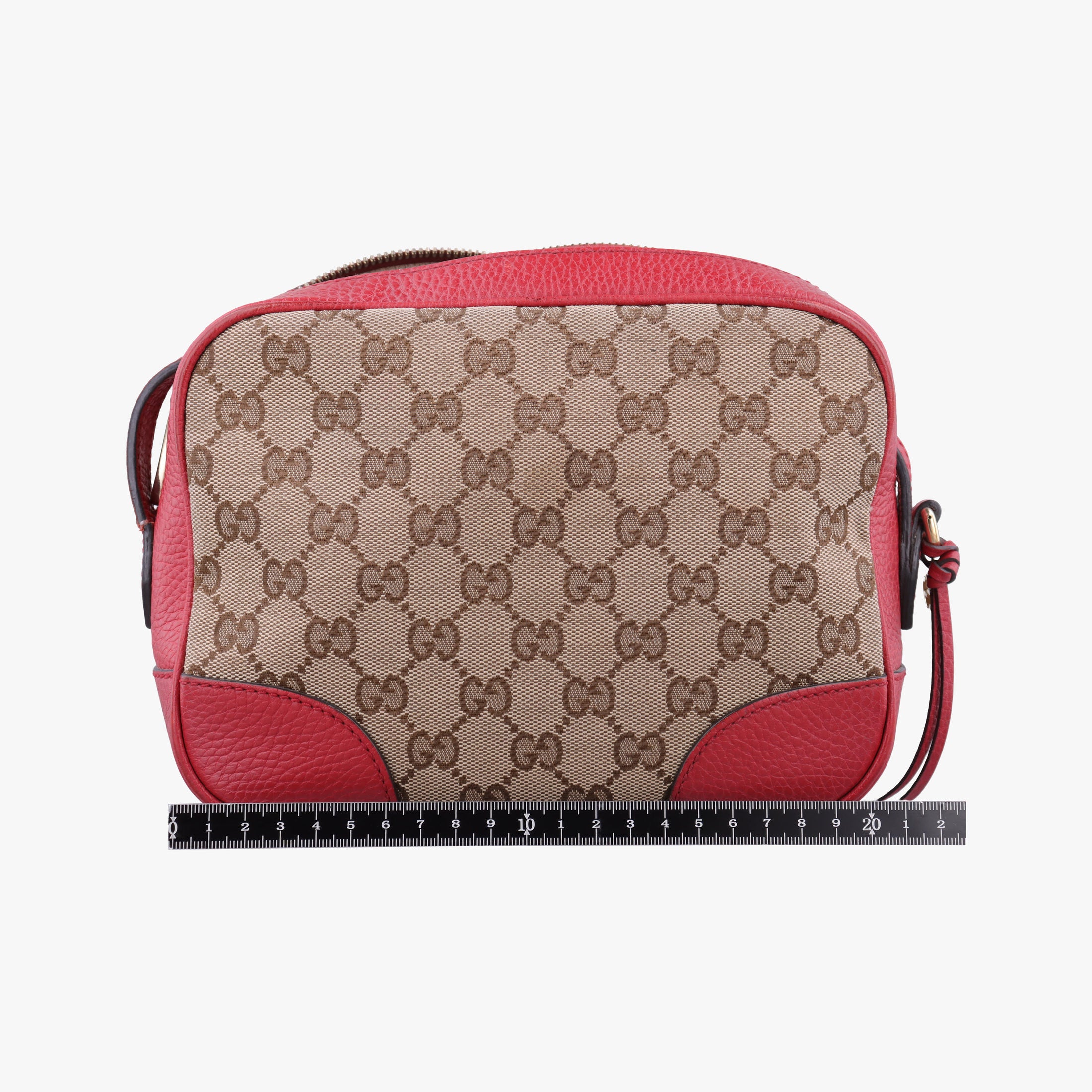 Secondhand Gucci Bree Microguccissima khaki×red canvas×leather 449413 shoulderbag | stylenewstar