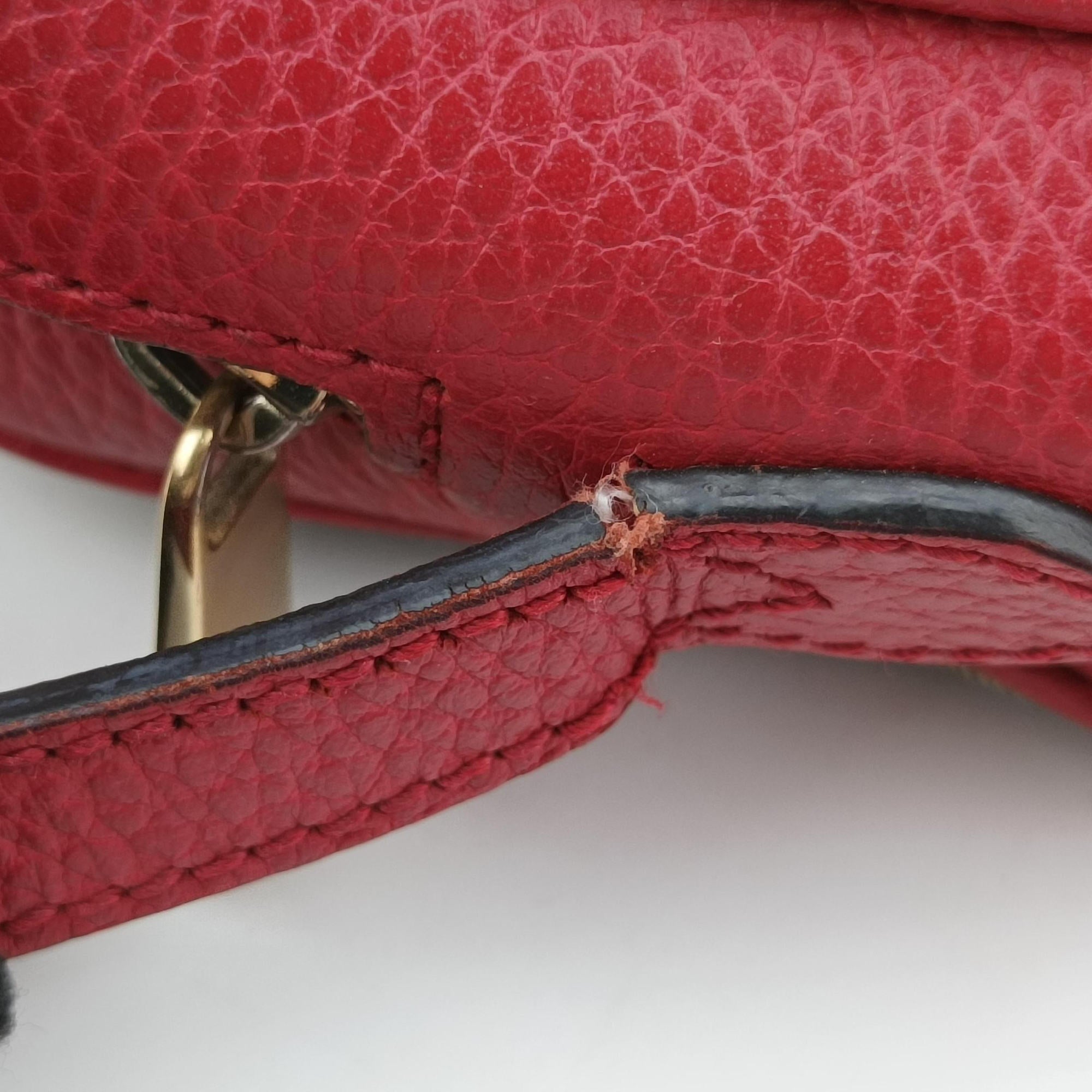 Secondhand Gucci Bree Microguccissima khaki×red canvas×leather 449413 shoulderbag | stylenewstar