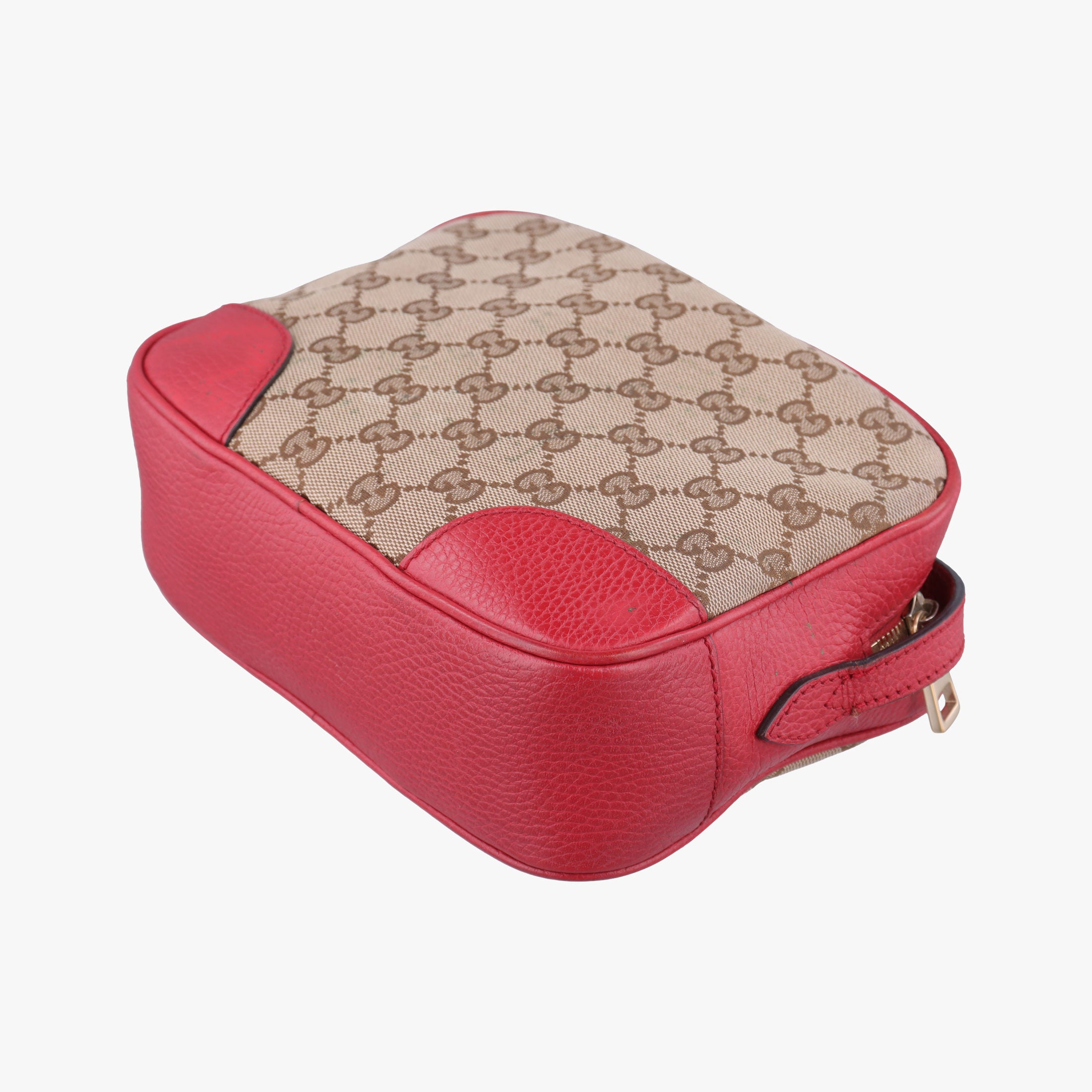 Secondhand Gucci Bree Microguccissima khaki×red canvas×leather 449413 shoulderbag | stylenewstar