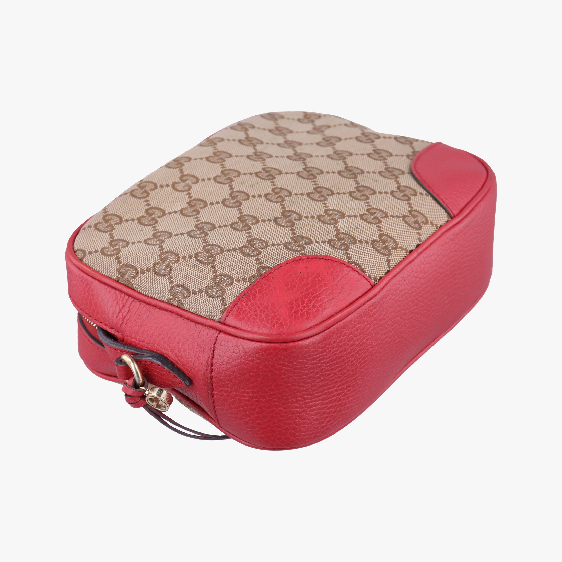 Secondhand Gucci Bree Microguccissima khaki×red canvas×leather 449413 shoulderbag | stylenewstar