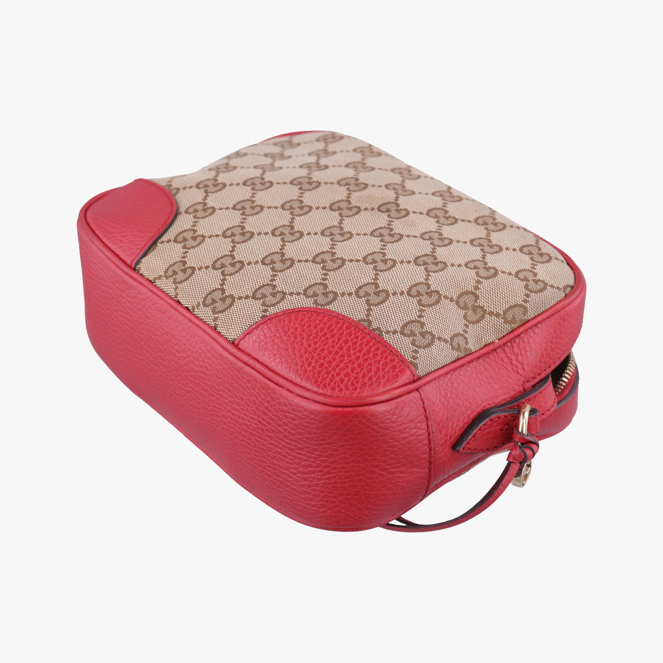 Secondhand Gucci Bree Microguccissima khaki×red canvas×leather 449413 shoulderbag | stylenewstar