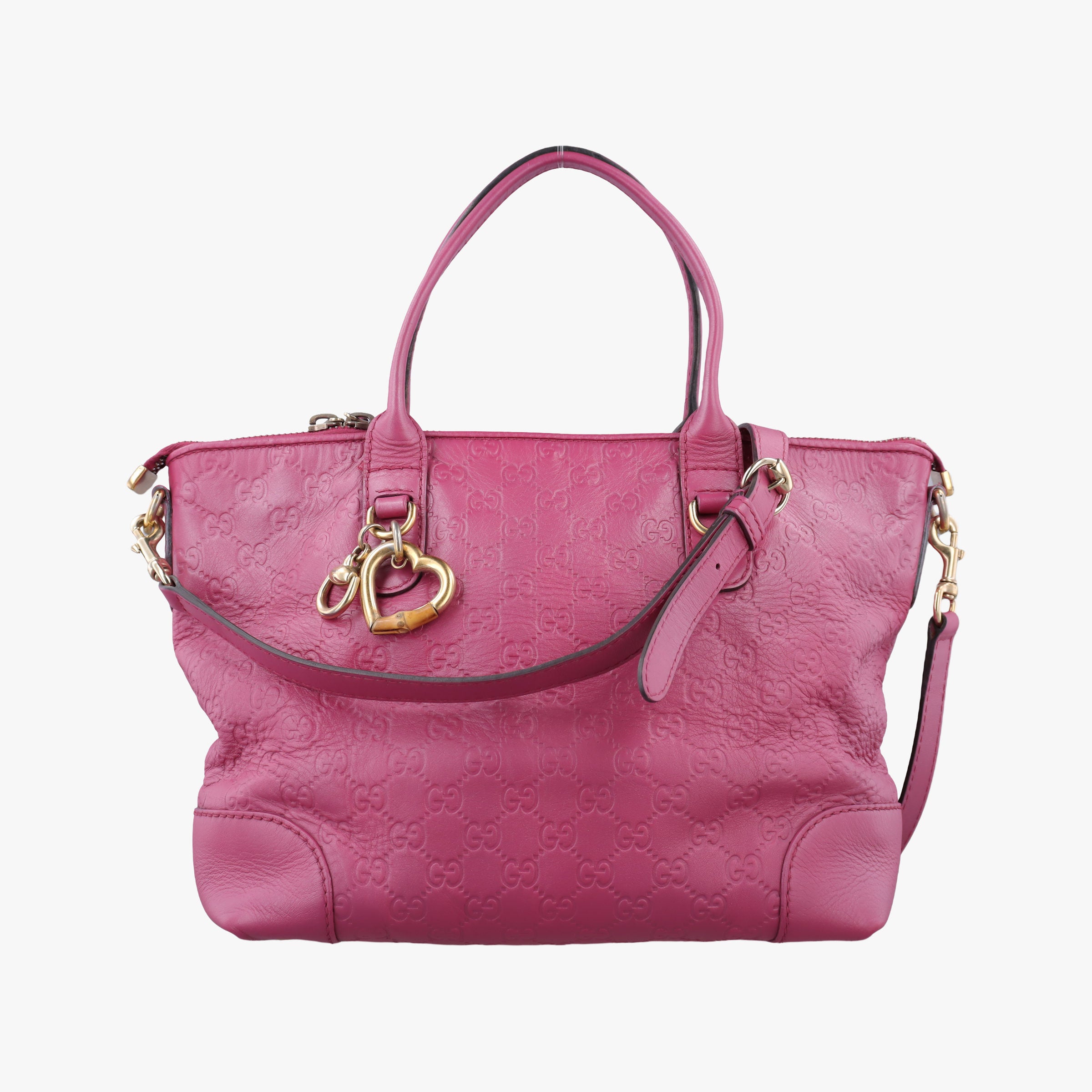 Pre-owned Gucci Guccissima Heart Bit Rose Leather 269957 shoulderbag | stylenewstar