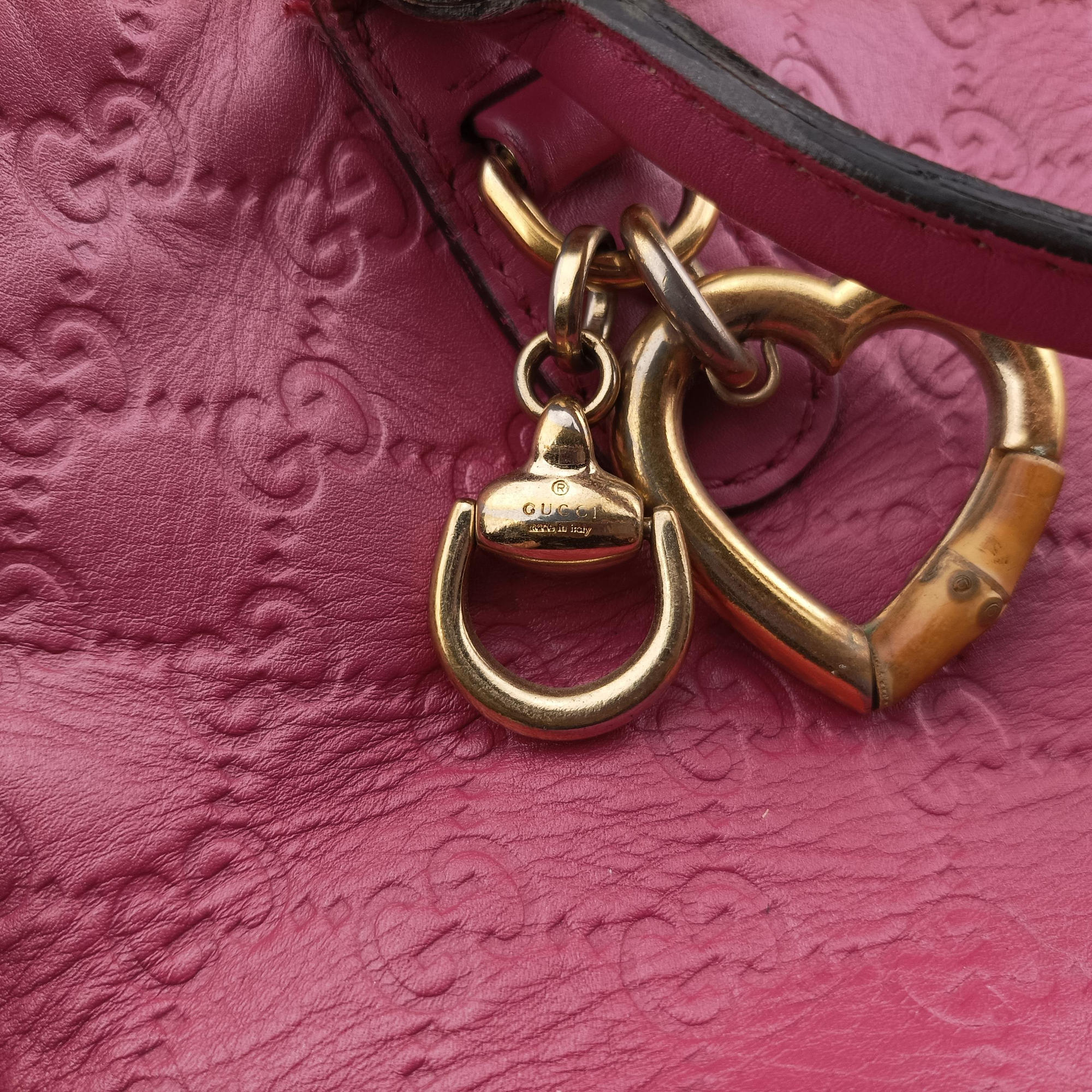 Pre-owned Gucci Guccissima Heart Bit Rose Leather 269957 shoulderbag | stylenewstar