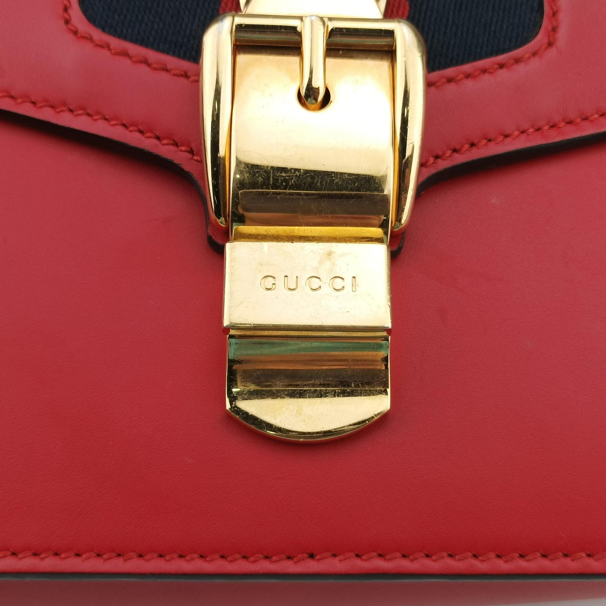 Vintage Gucci Sylvie Red×navy Leather 421882 shoulderbag | stylenewstar