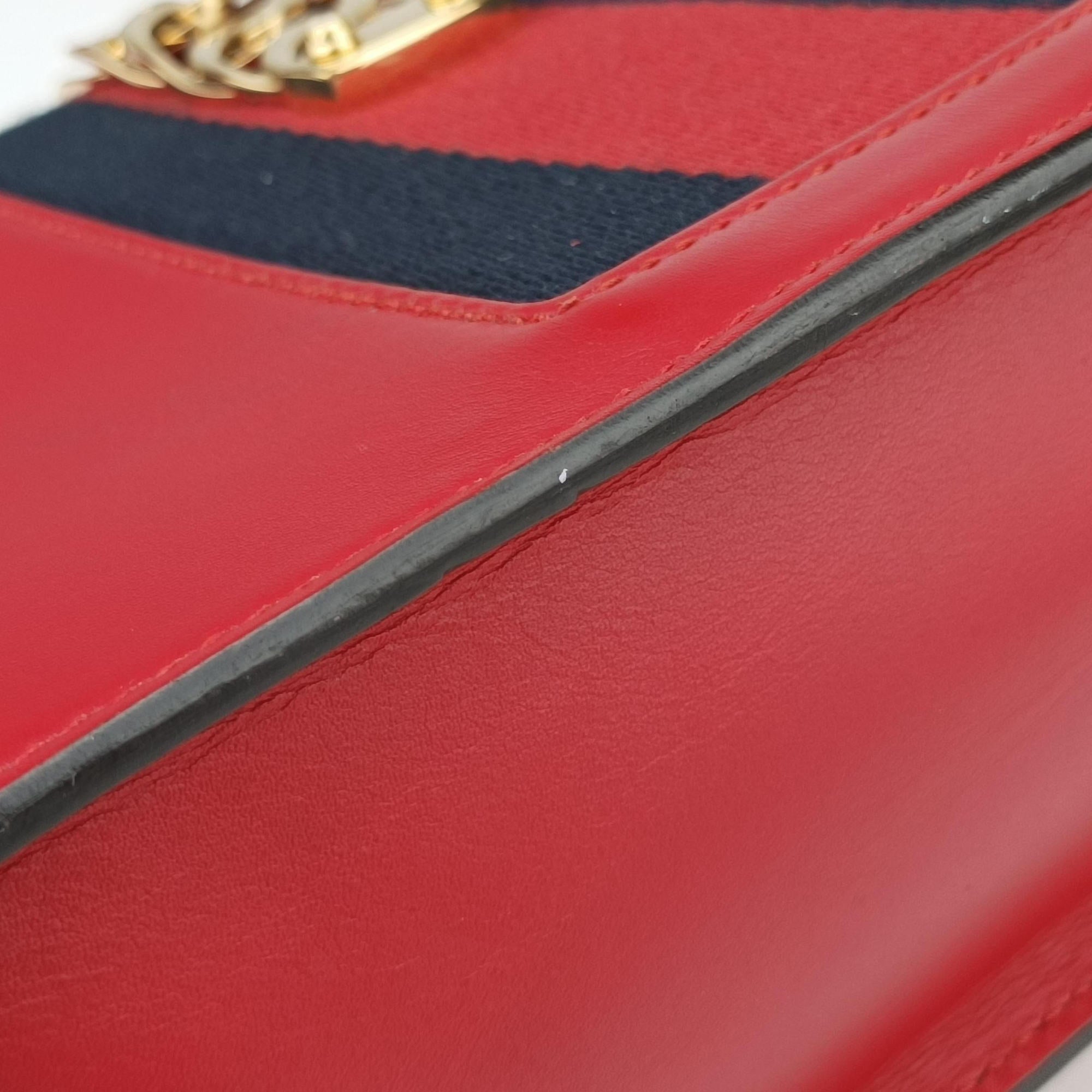 Vintage Gucci Sylvie Red×navy Leather 421882 shoulderbag | stylenewstar