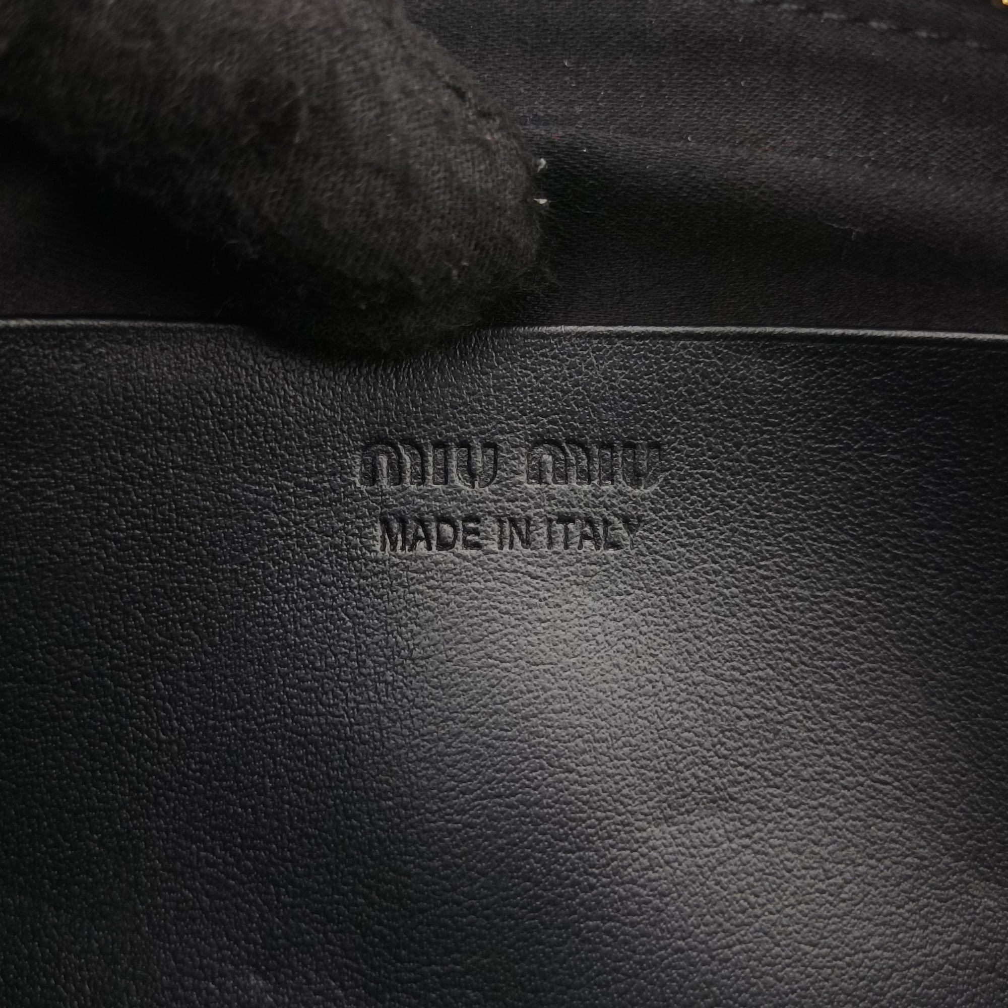 Pre-owned Miu Miu Logo belt Black leather  bum bag/waist bag | stylenewstar