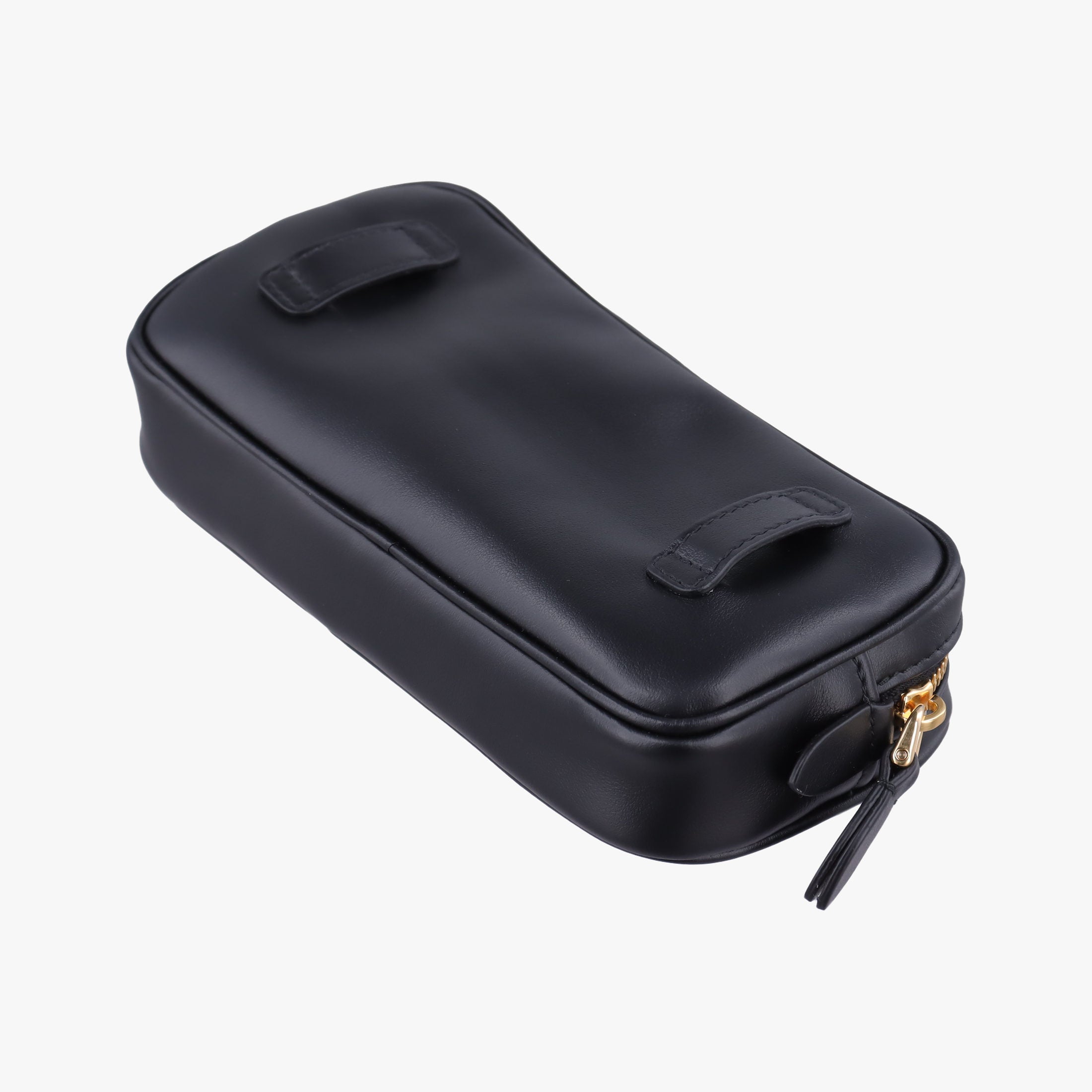 Pre-owned Miu Miu Logo belt Black leather  bum bag/waist bag | stylenewstar