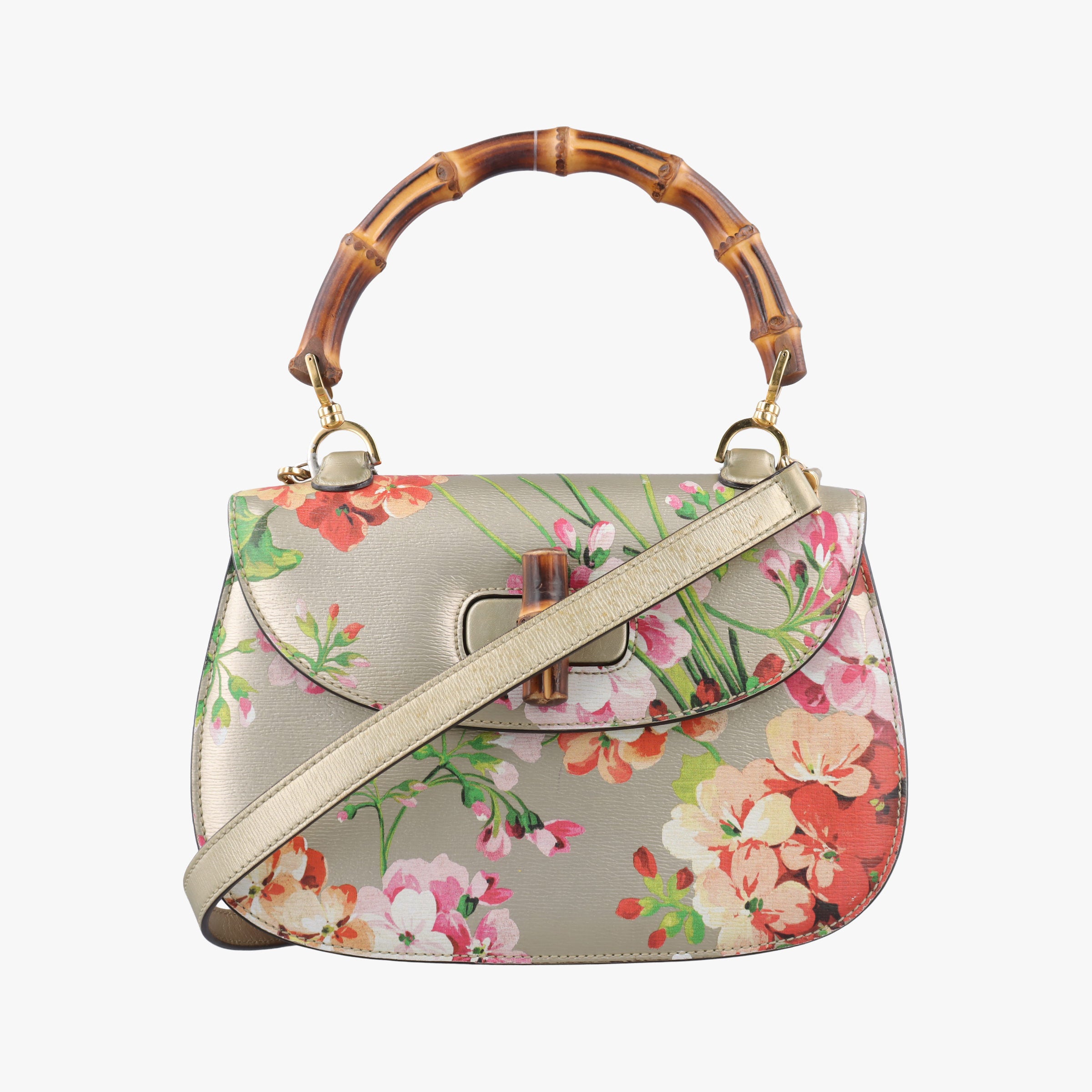Secondhand Gucci Bamboo Golden×Multicolour Leather 409398 shoulderbag | stylenewstar