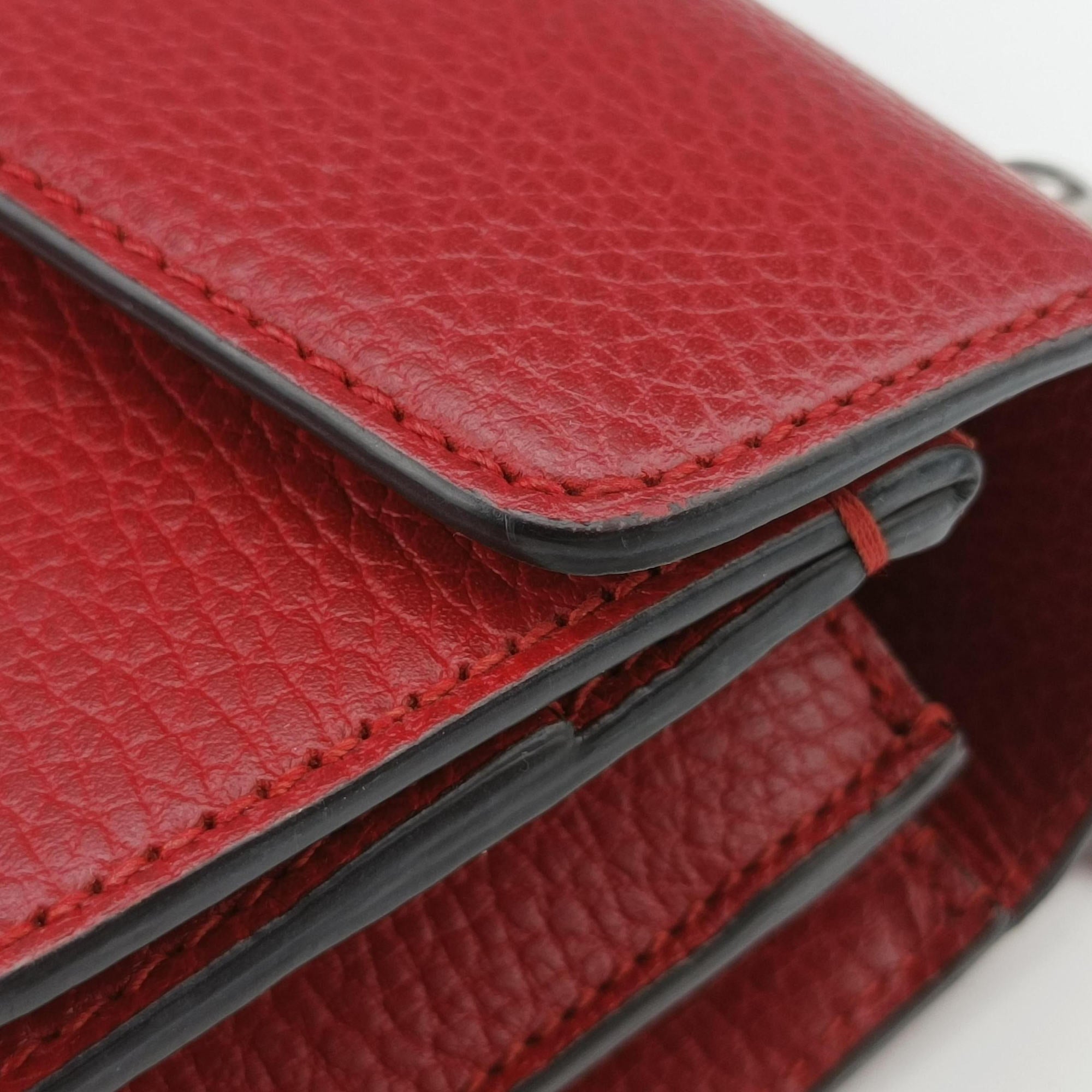 Pre-owned Gucci Dionysus Red Leather 400249 shoulderbag | stylenewstar