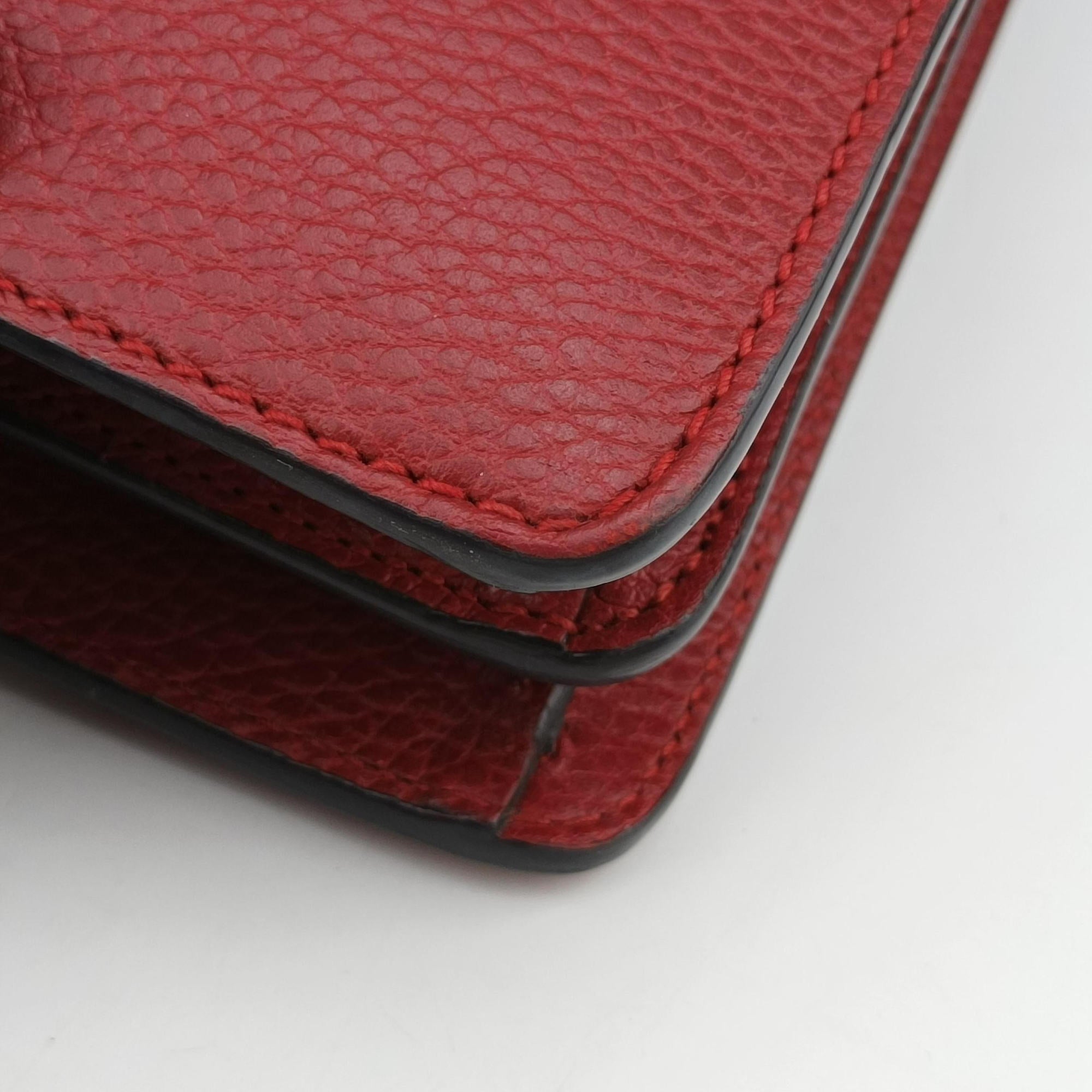 Pre-owned Gucci Dionysus Red Leather 400249 shoulderbag | stylenewstar