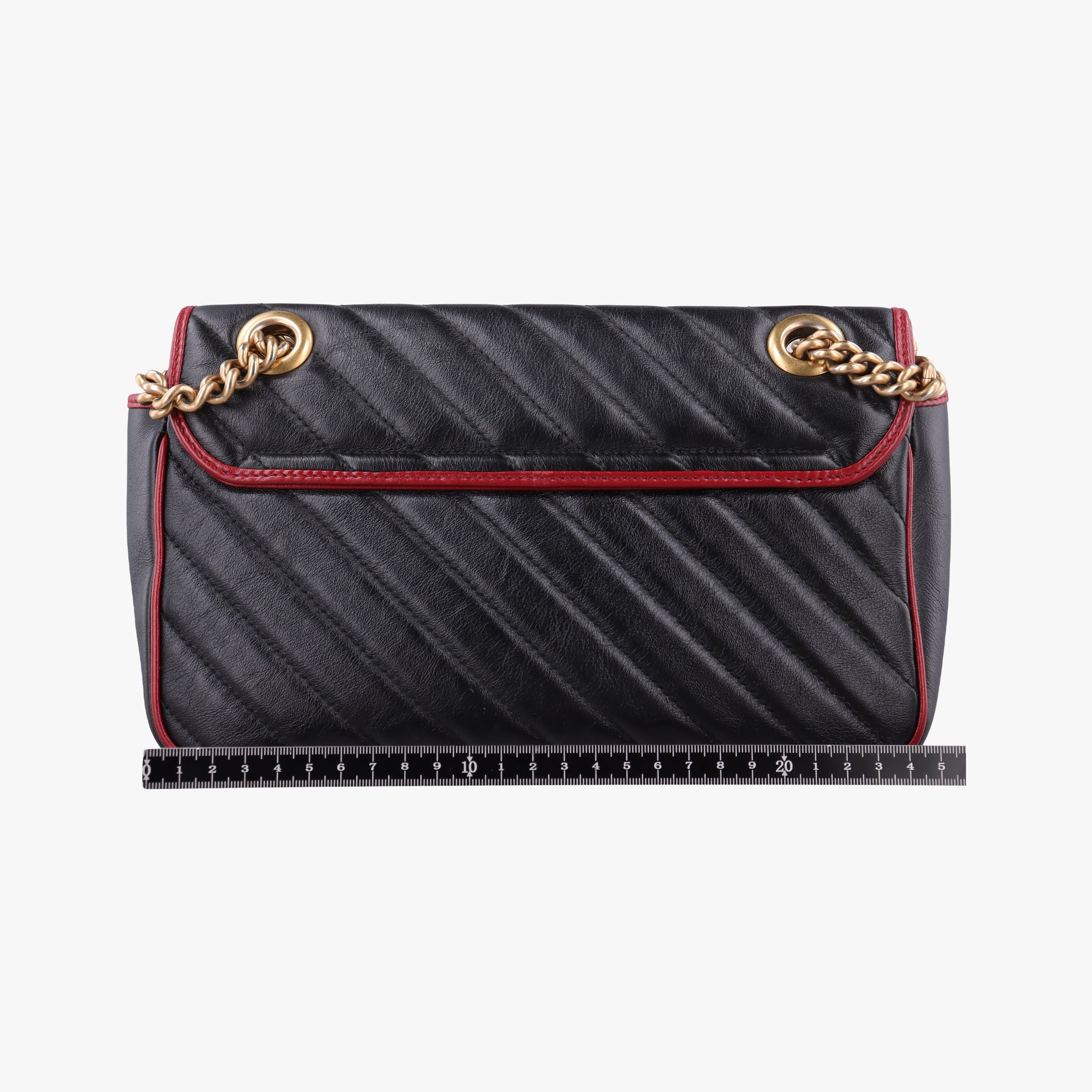 Pre-owned Gucci GG Marmont Black×red Leather 443497 shoulderbag | stylenewstar