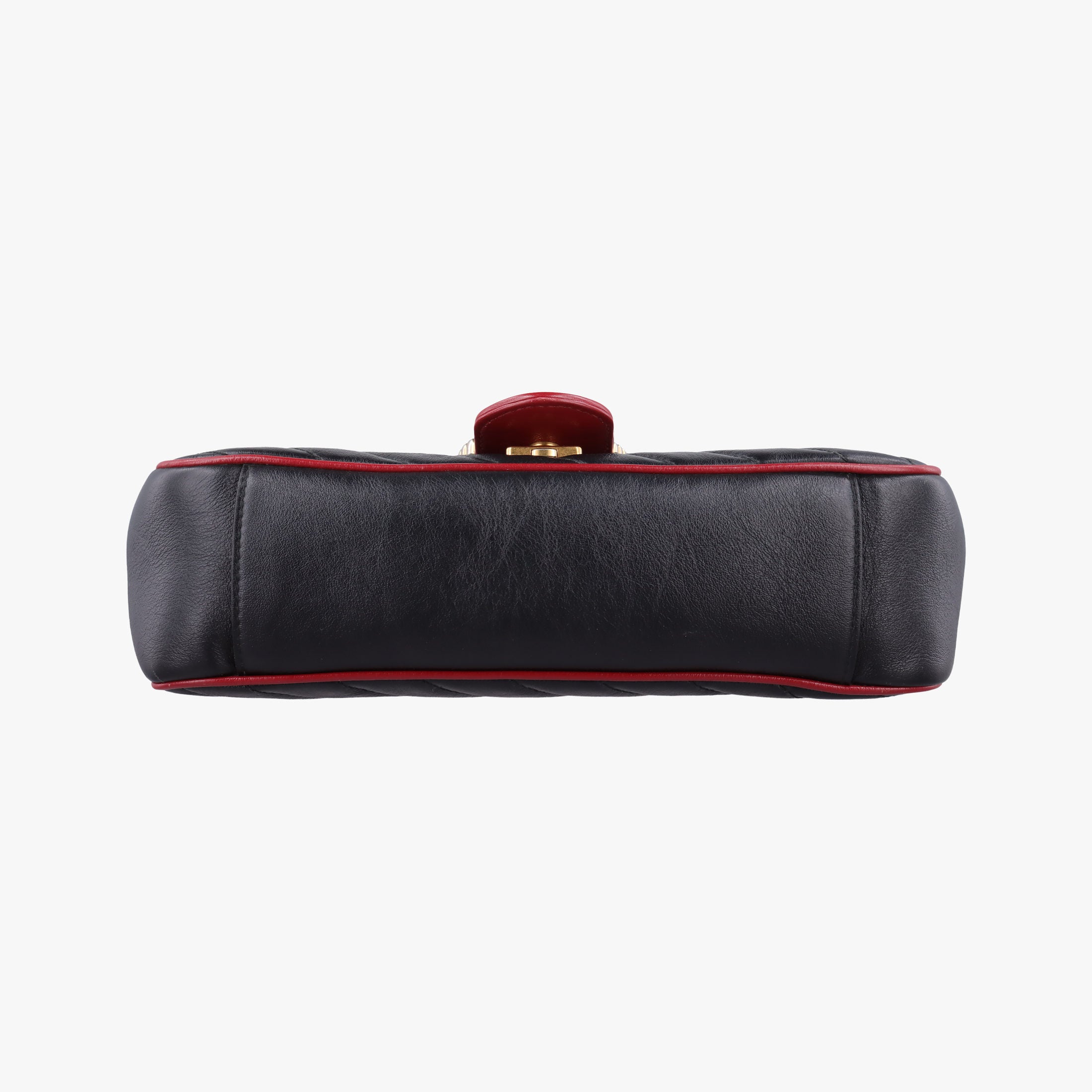 Pre-owned Gucci GG Marmont Black×red Leather 443497 shoulderbag | stylenewstar