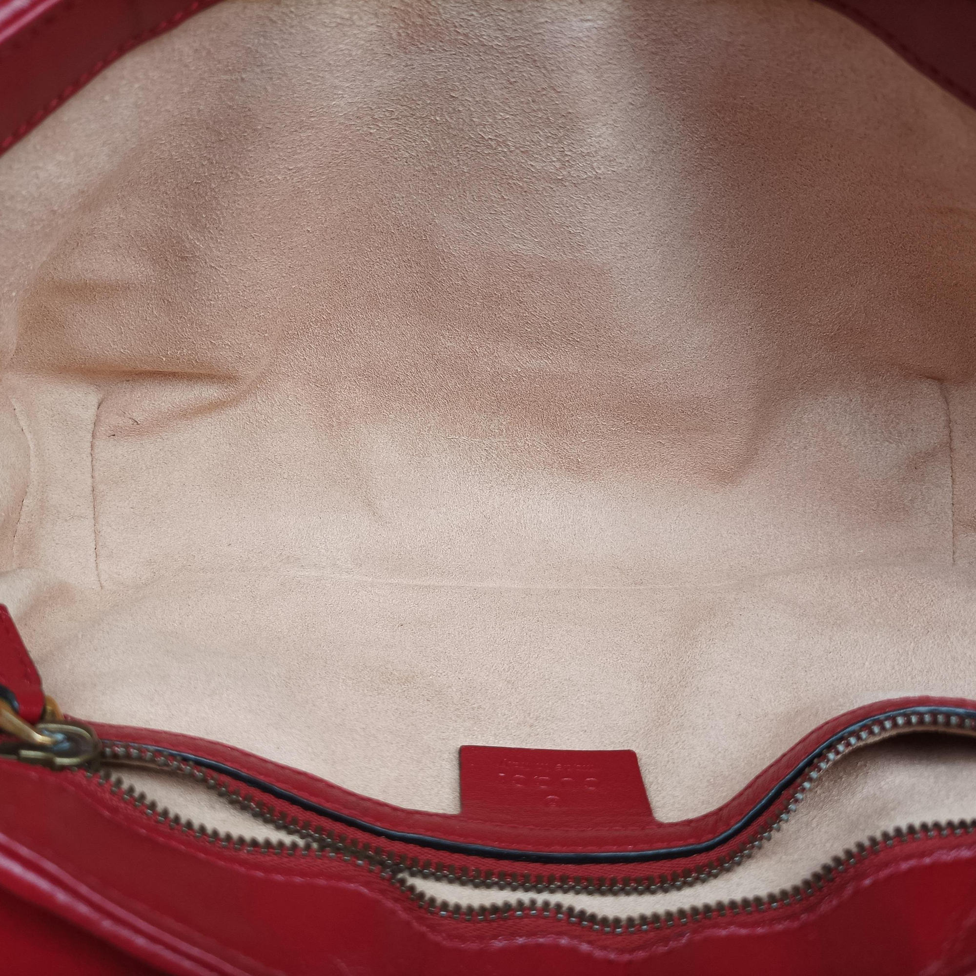 Pre-owned Gucci GG Marmont Black×red Leather 443497 shoulderbag | stylenewstar