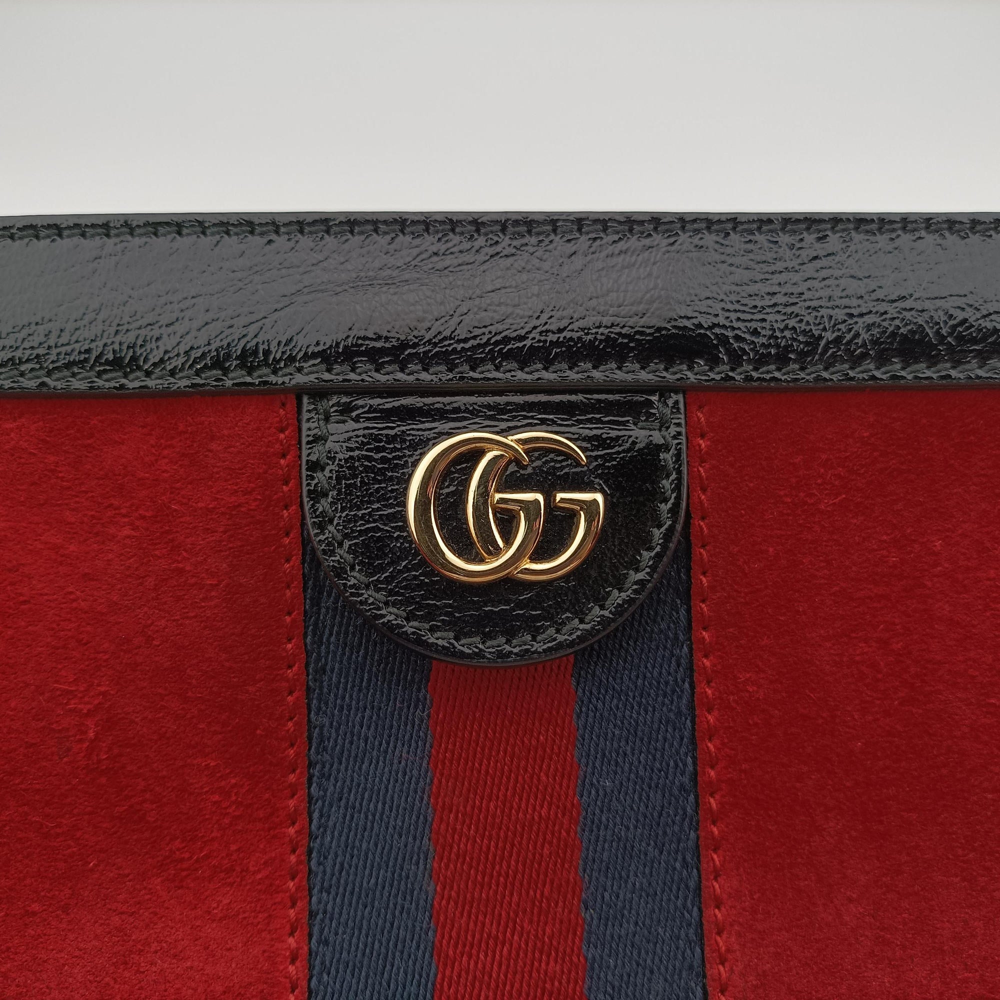 Vintage Gucci Ophidia Red×Black Suede×leather 503877 shoulderbag | stylenewstar