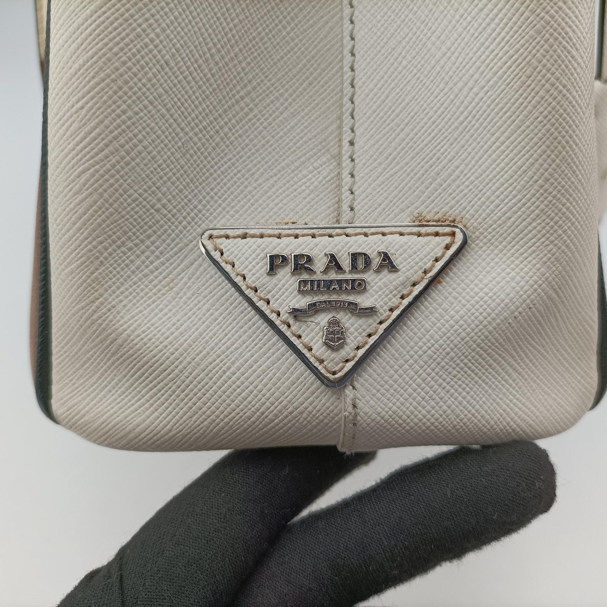 Pre-owned Prada Galleria Brown × Black × White Leather  shoulderbag | stylenewstar