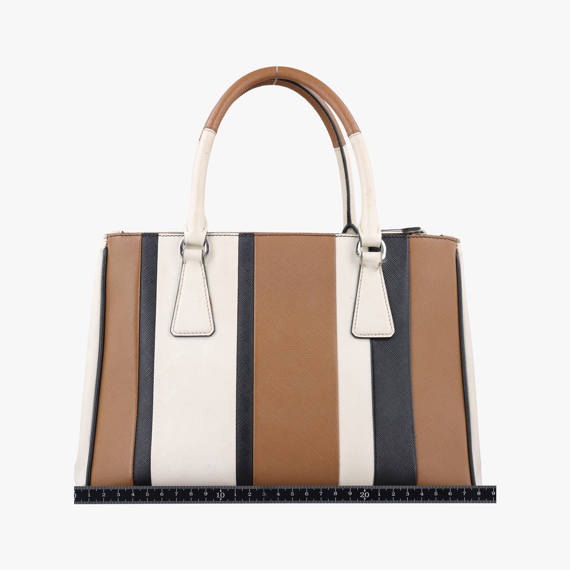 Pre-owned Prada Galleria Brown × Black × White Leather  shoulderbag | stylenewstar