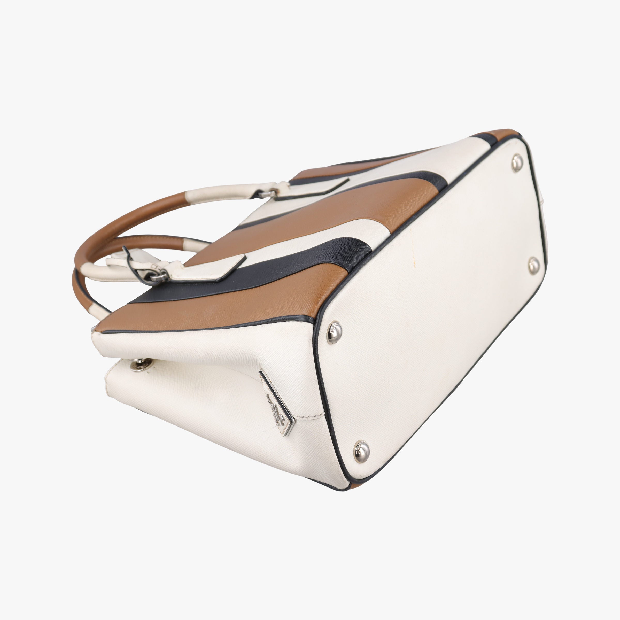 Pre-owned Prada Galleria Brown × Black × White Leather  shoulderbag | stylenewstar