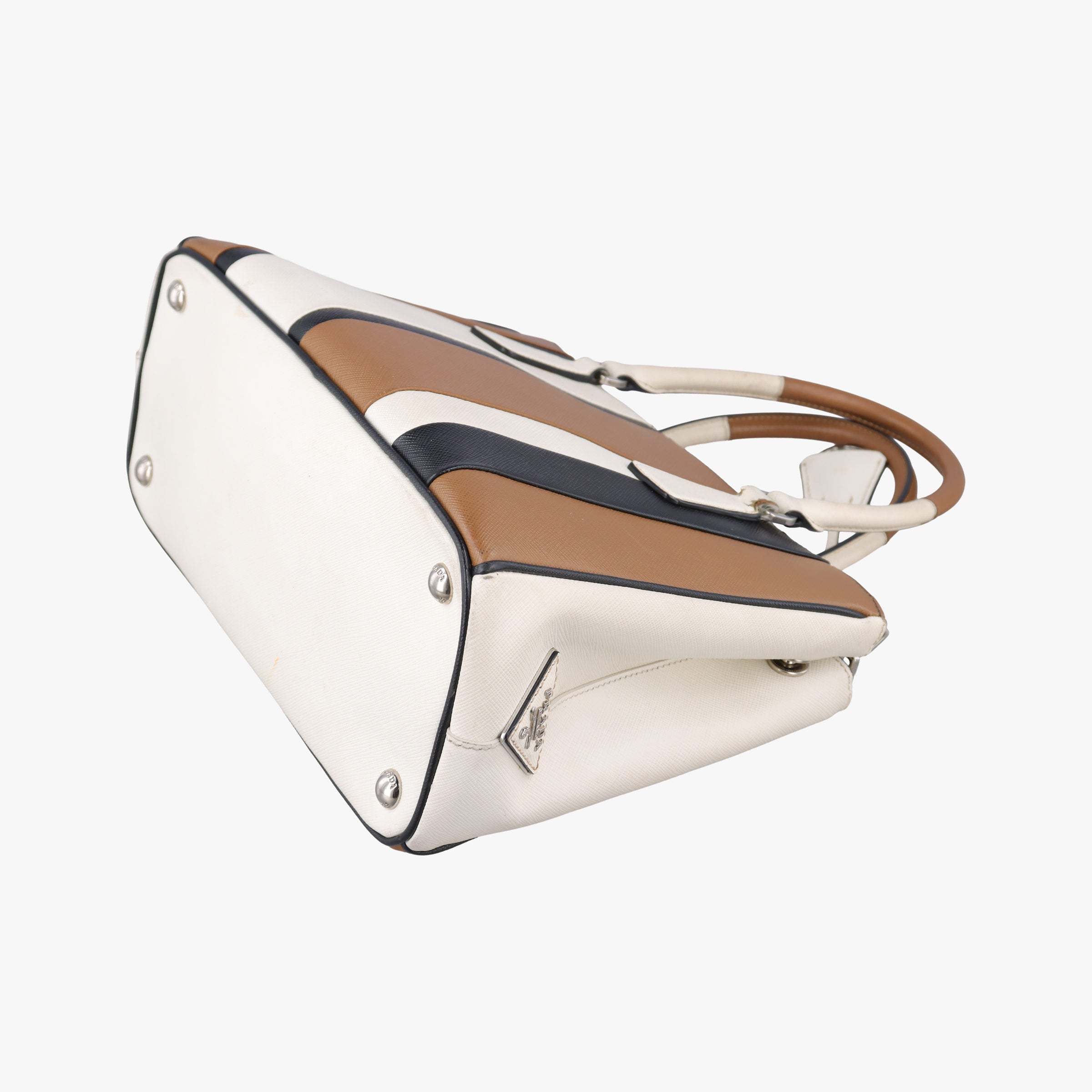 Pre-owned Prada Galleria Brown × Black × White Leather  shoulderbag | stylenewstar