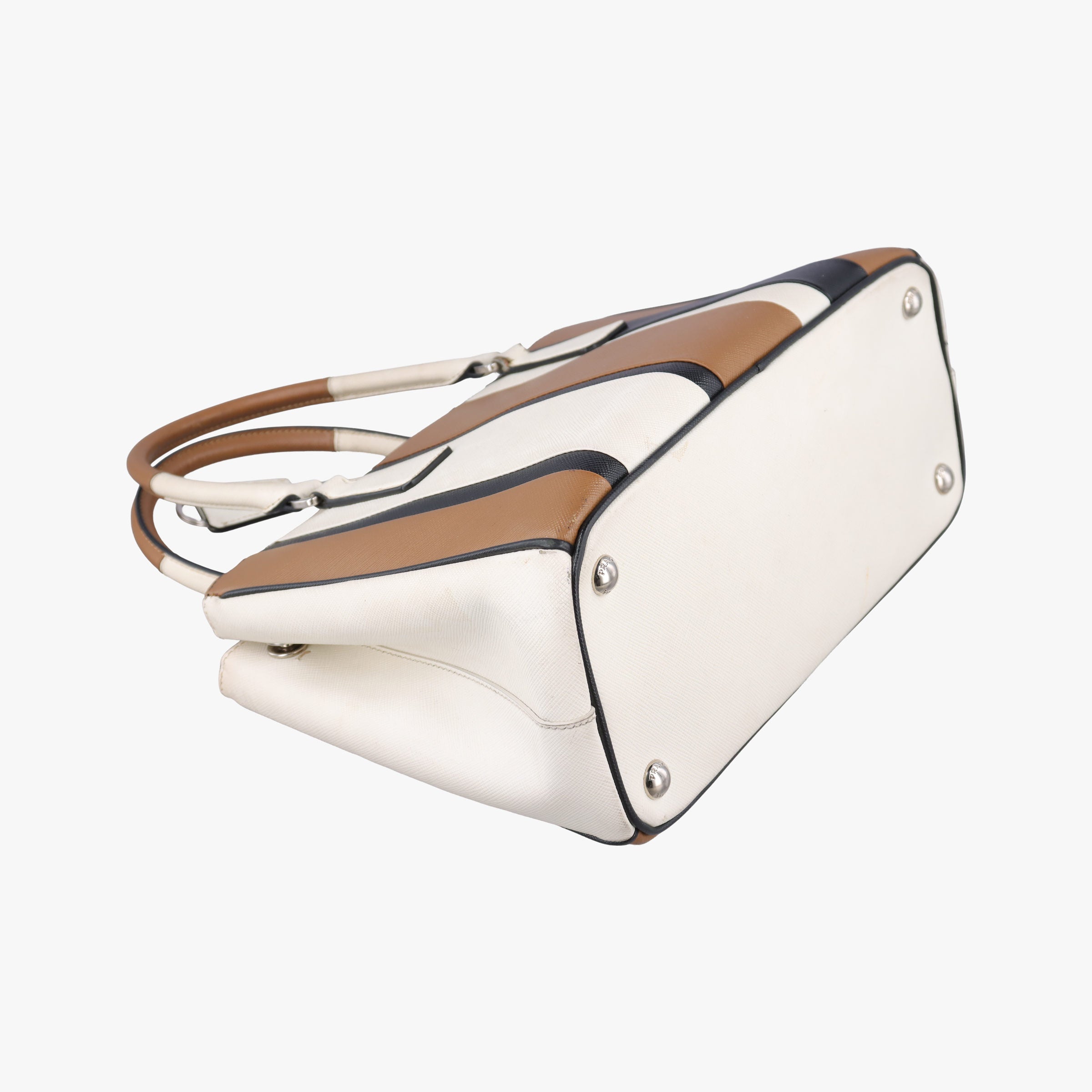 Pre-owned Prada Galleria Brown × Black × White Leather  shoulderbag | stylenewstar